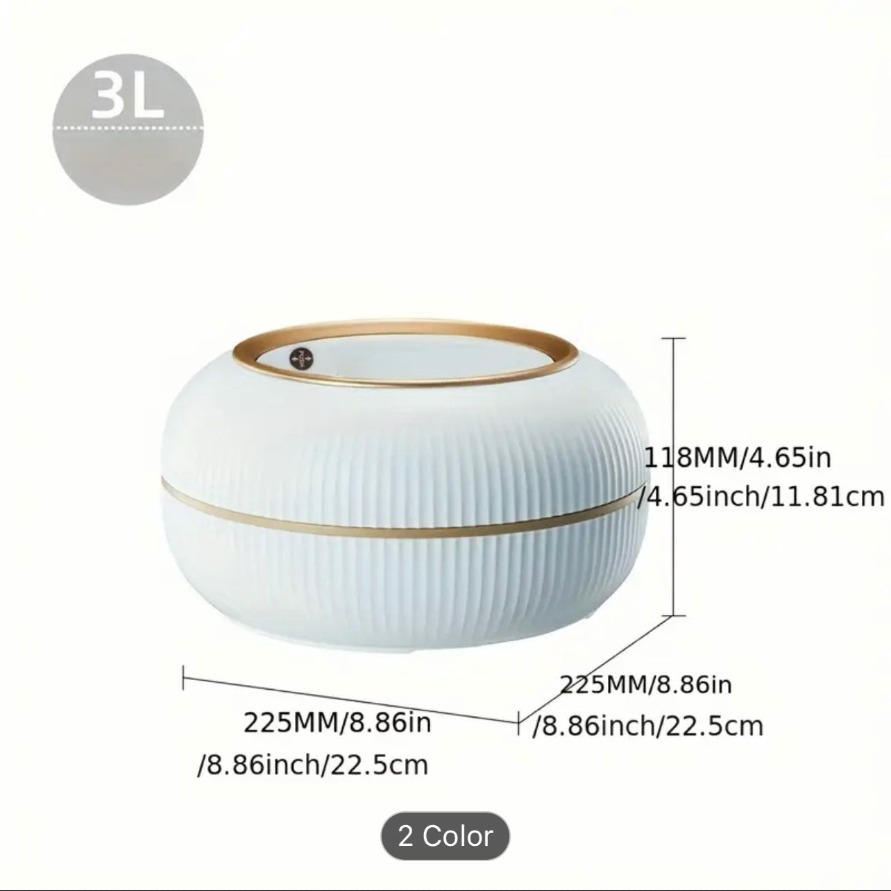 3L Cute Trash Can with Lid – Push-Open Oval Design, Durable Plastic Desk & Bedroom Dustbin