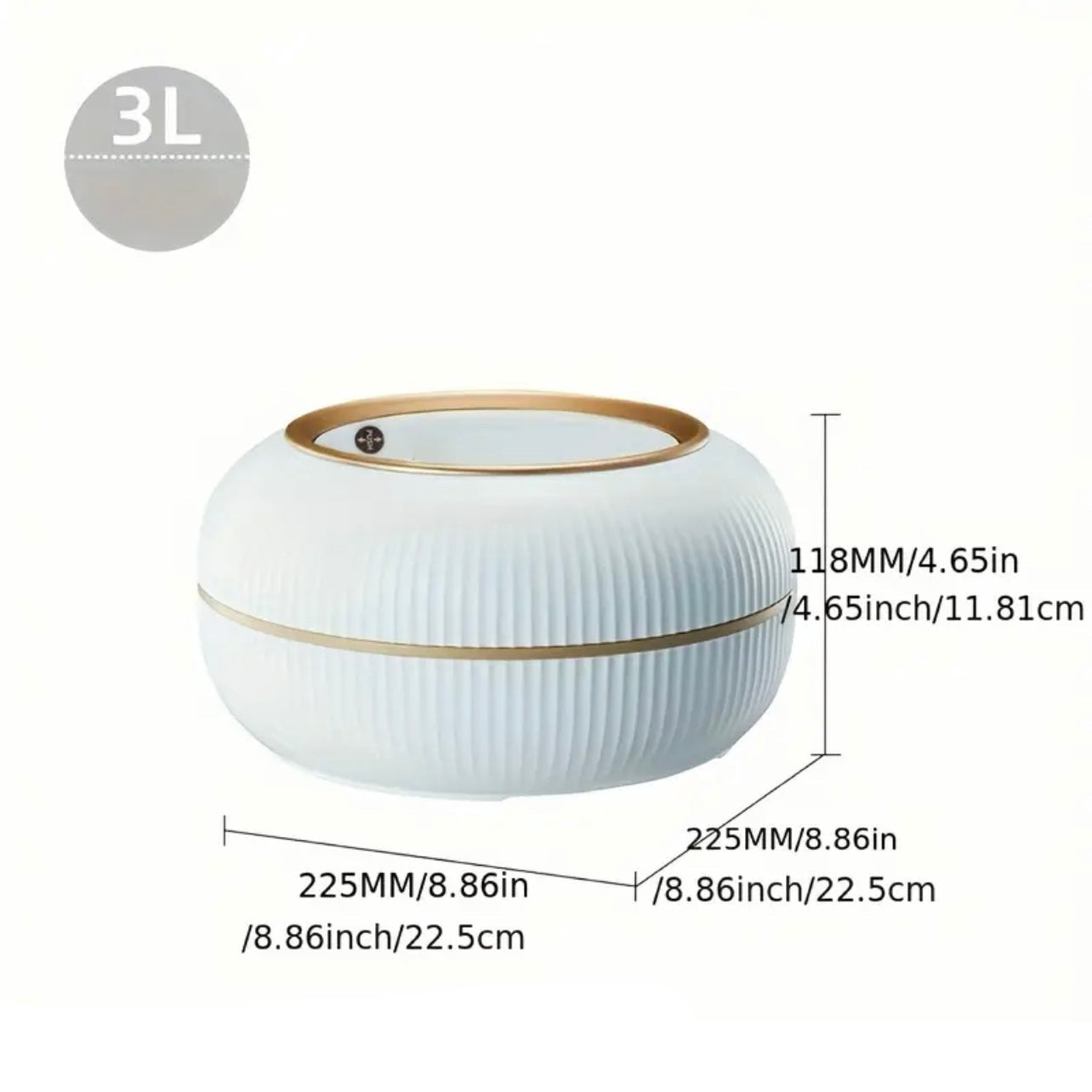 3L Cute Trash Can with Lid – Push-Open Oval Design, Durable Plastic Desk & Bedroom Dustbin