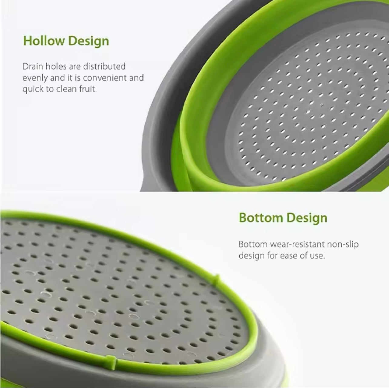 مصفاة سيليكون قابلة للطي متعددة الأغراض - سلة غسيل الفواكه والخضروات آمنة للاستخدام في غسالة الأطباق