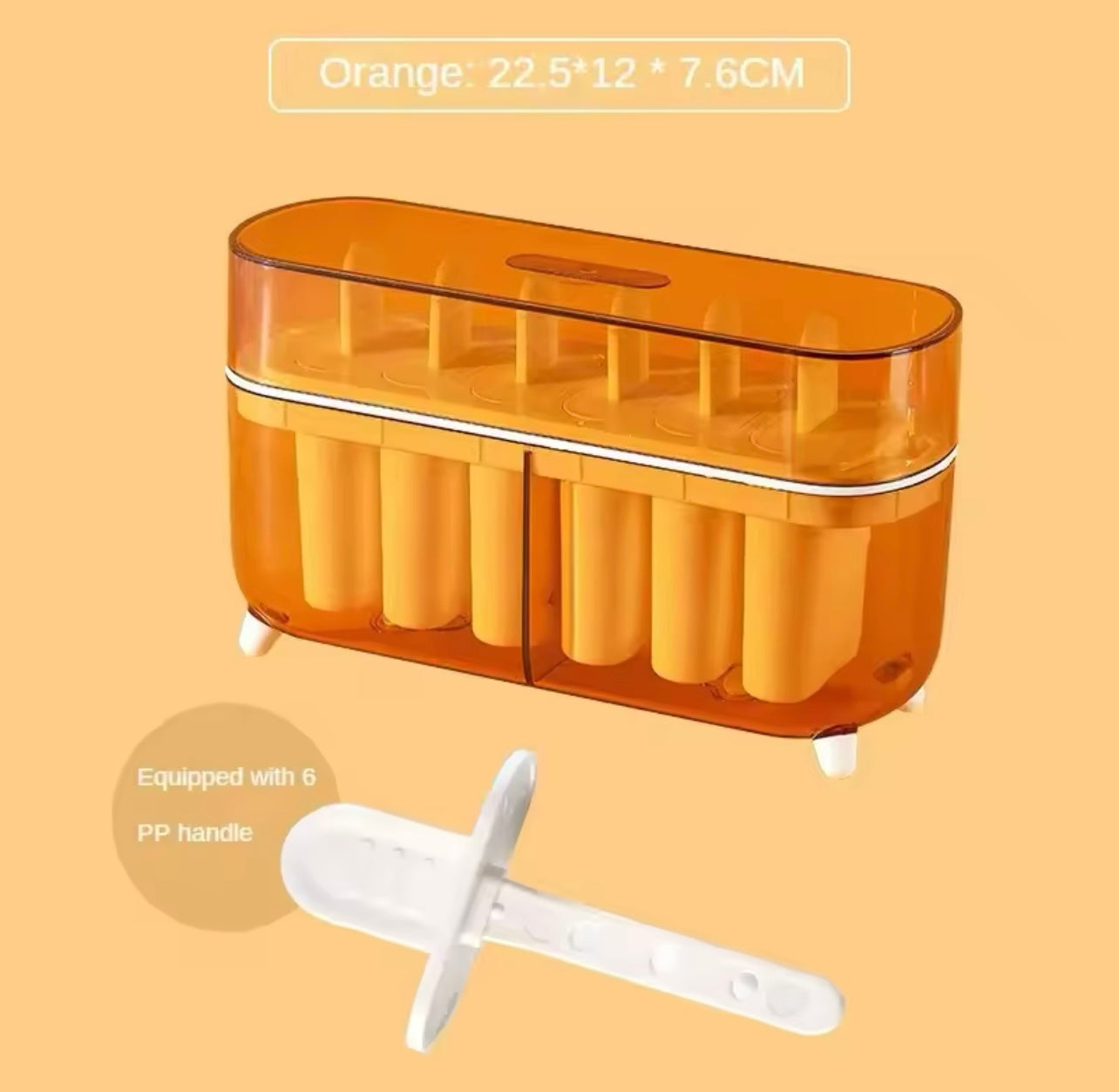 6-Grid Plastic Ice Cube Tray with Lid – Easy Release Ice Mold for Freezer