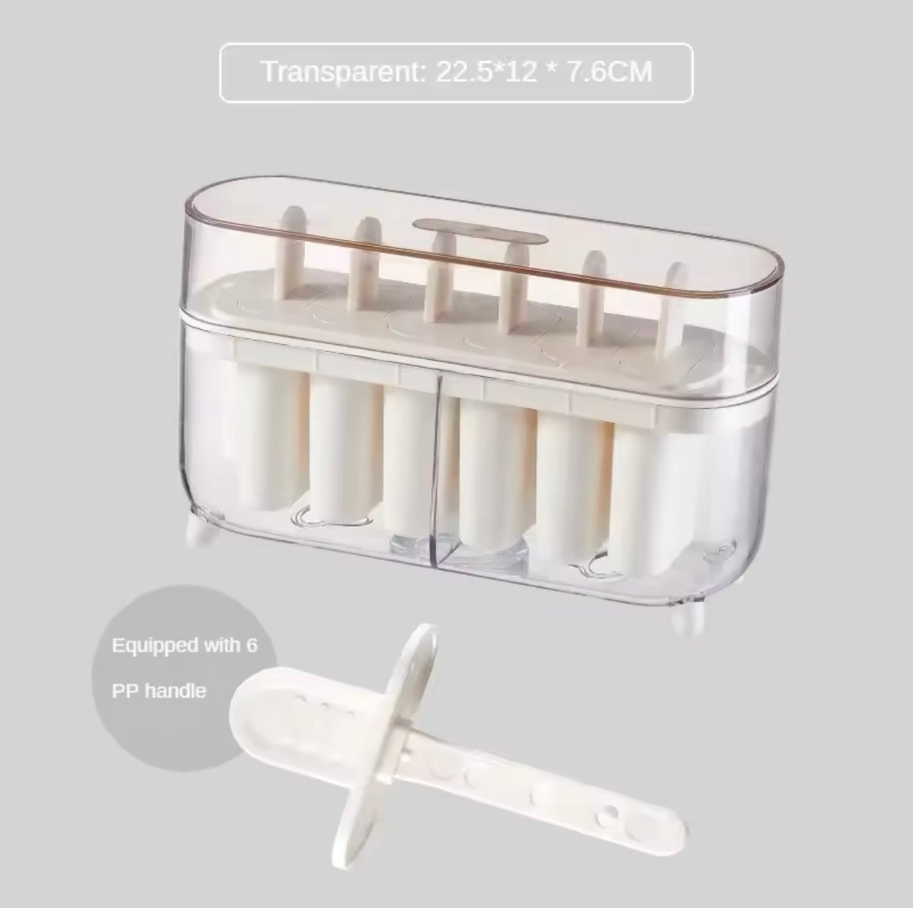 6-Grid Plastic Ice Cube Tray with Lid – Easy Release Ice Mold for Freezer