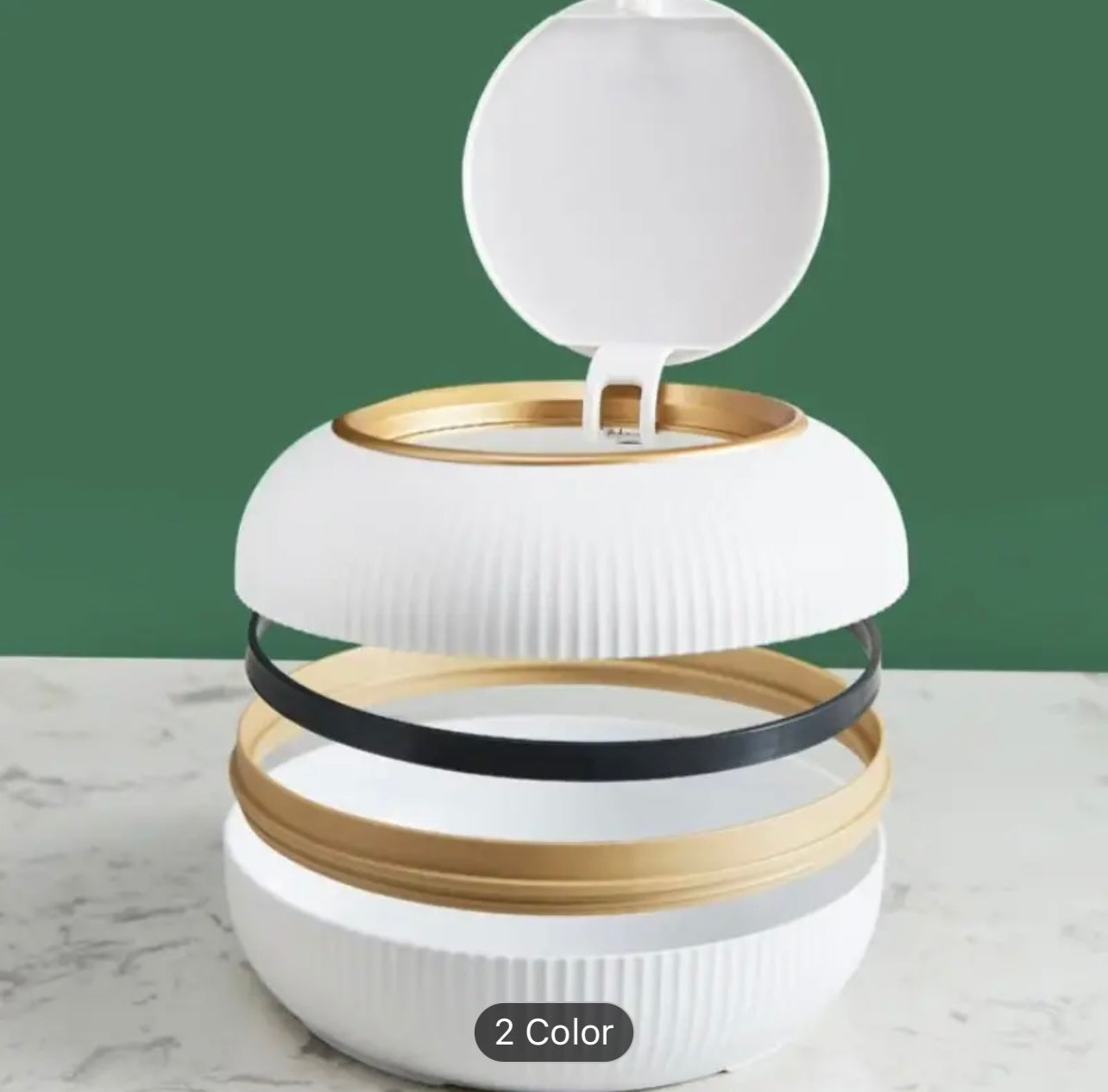 3L Cute Trash Can with Lid – Push-Open Oval Design, Durable Plastic Desk & Bedroom Dustbin