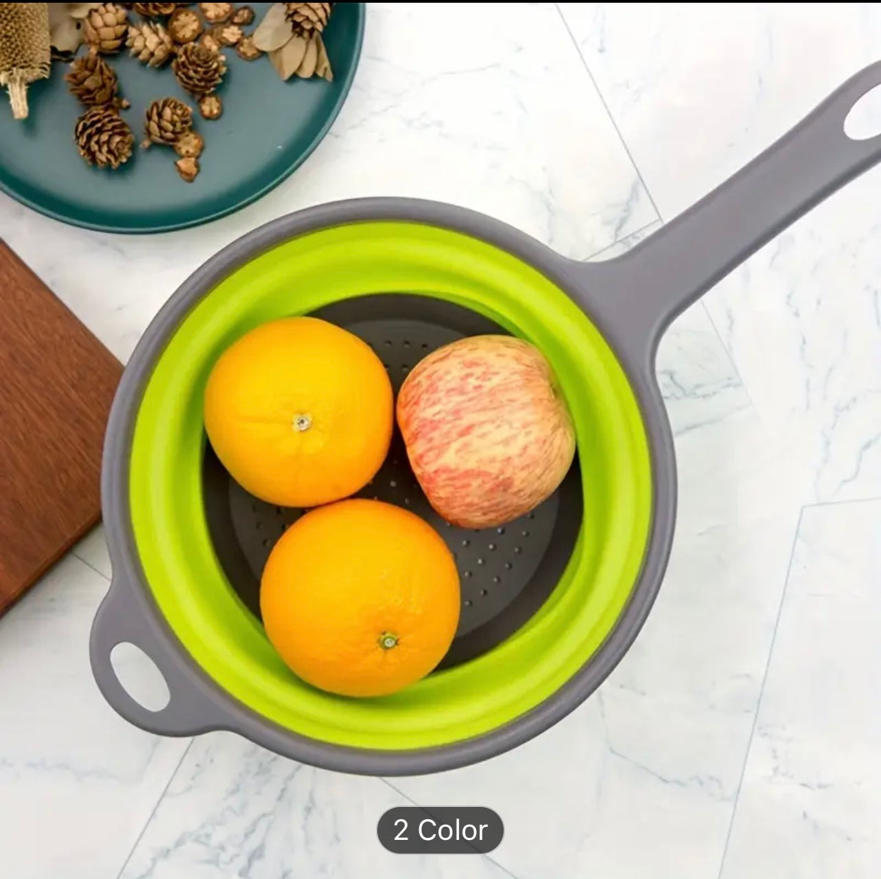 مصفاة سيليكون قابلة للطي متعددة الأغراض - سلة غسيل الفواكه والخضروات آمنة للاستخدام في غسالة الأطباق