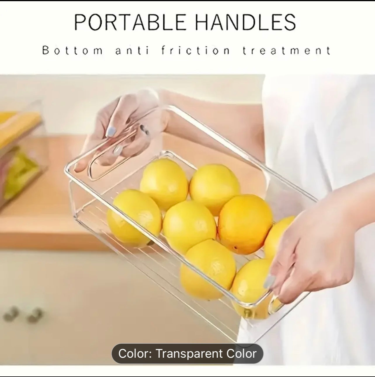 صناديق تخزين الثلاجة البلاستيكية الشفافة - منظم قابل للتكديس وموفر للمساحة