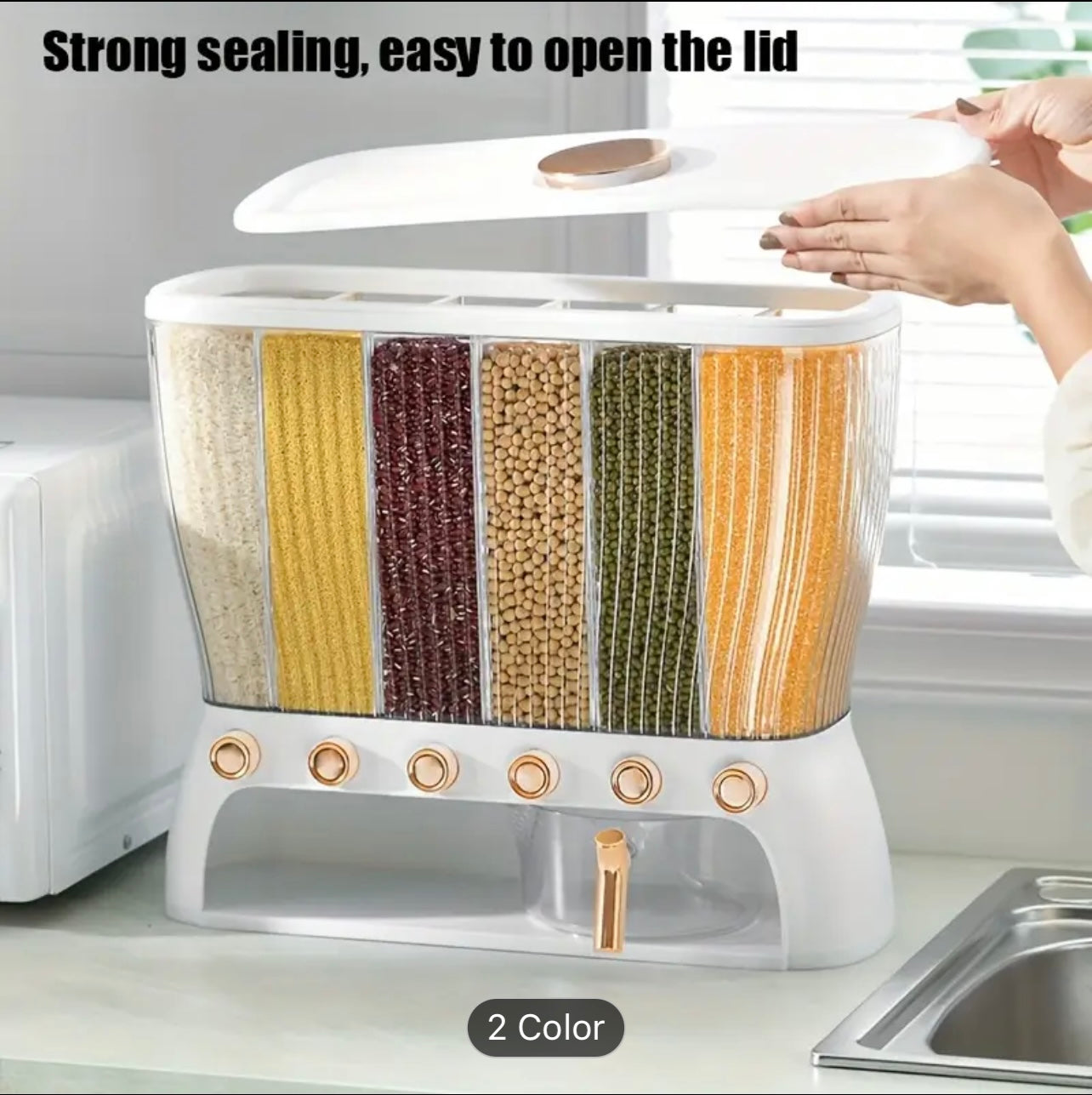 Categorized Rice Container, Anti-Moth Moisture-Proof Box, Durable Rice Storage Organizer for Pantry or Kitchen Use