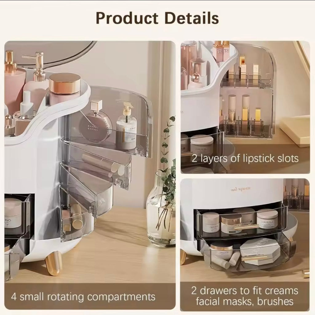 Large-Capacity Transparent Cosmetic Storage Box – Dustproof Desktop Organizer