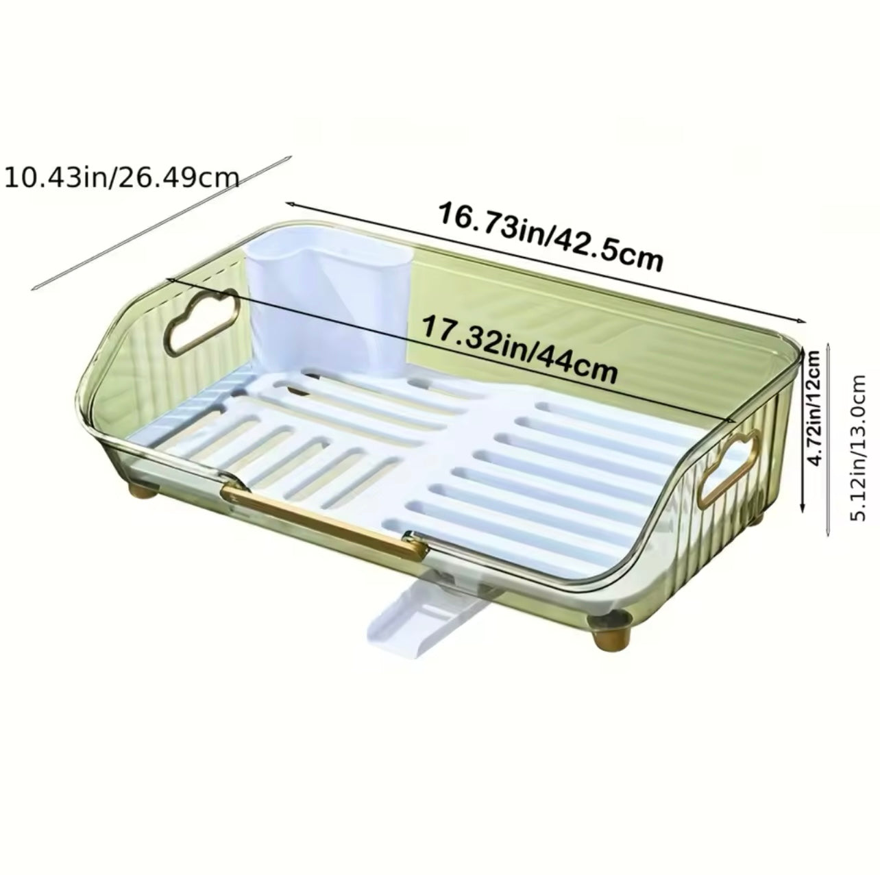 Dish Drying Rack with Handle – Kitchen Counter Organizer with Drainboard & Utensil Holder