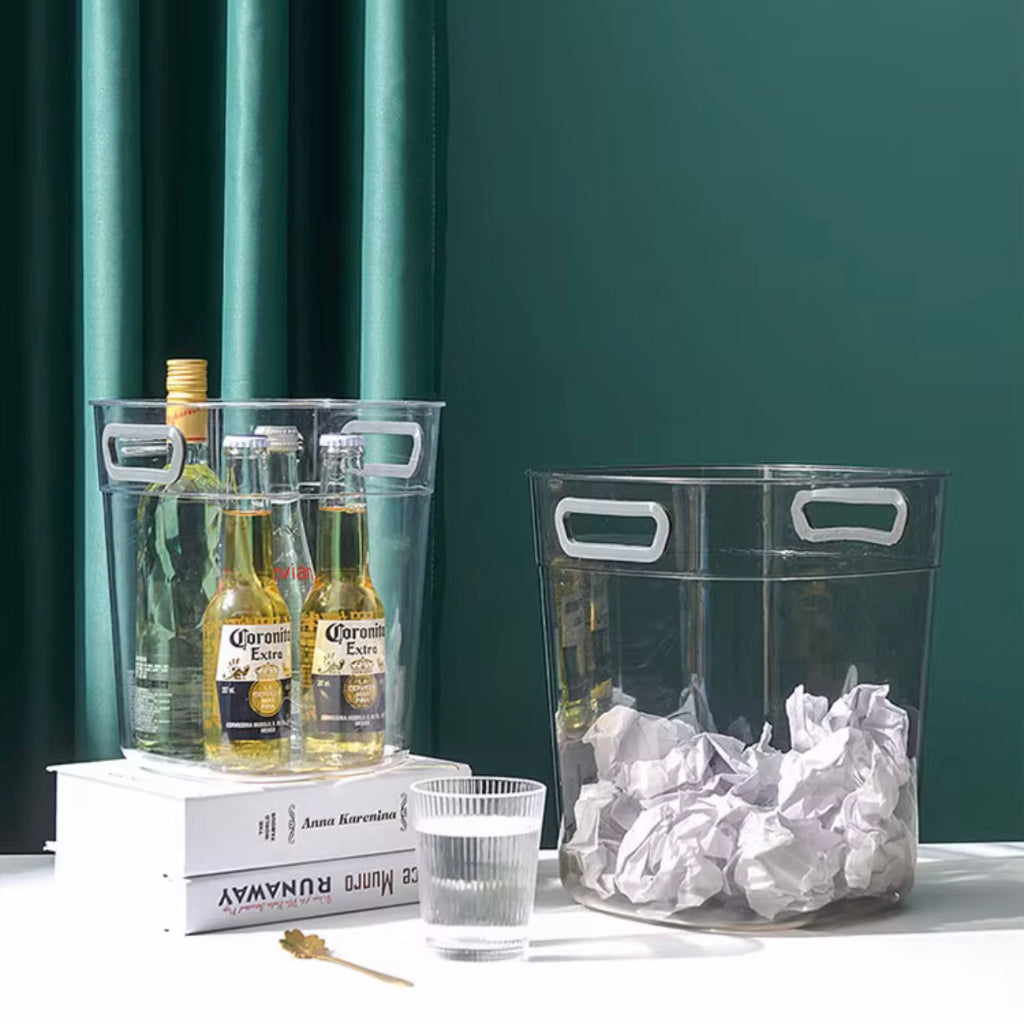 Top Popular Large and XLarge Capacity Transparent Plastic Garbage Can Waste Basket With Handle for Bedroom
