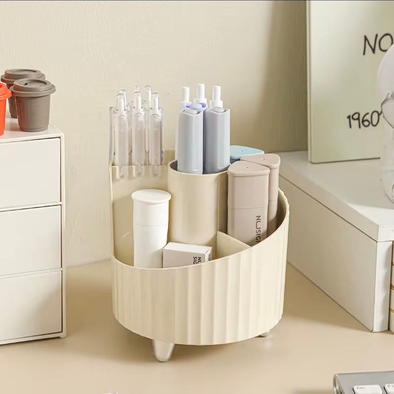 Makeup Brushes Holder Organizer Multi-Functional Desk Storage Cosmetics Storage For Vanity Desktop Bathroom