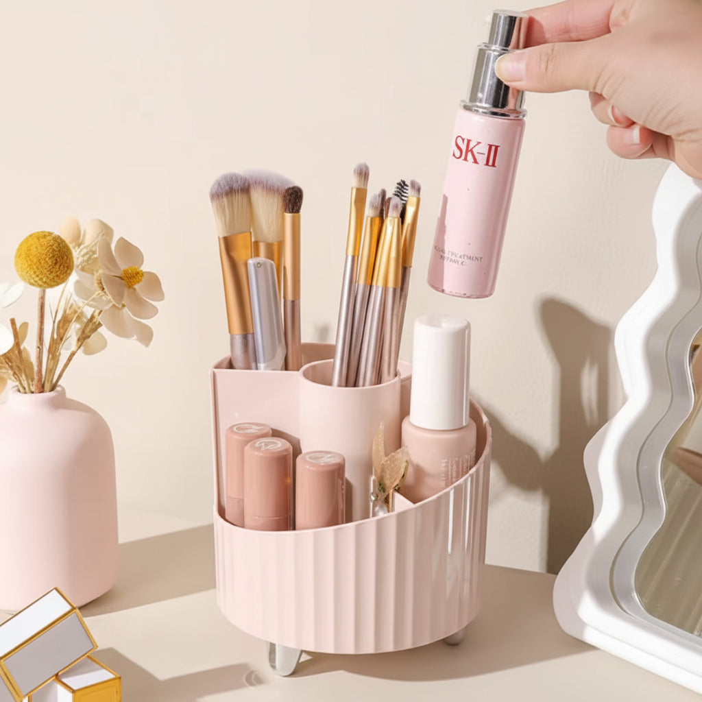Makeup Brushes Holder Organizer Multi-Functional Desk Storage Cosmetics Storage For Vanity Desktop Bathroom