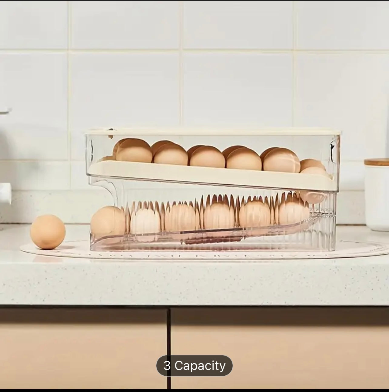حامل البيض المتداول الأوتوماتيكي ذو السعة الكبيرة والمقاوم للصدمات - تخزين بيض الثلاجة المتين