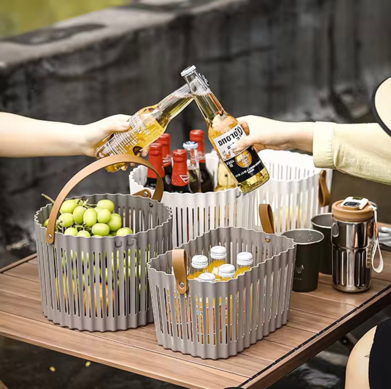 Storage Basket Outdoor Spring Outing Picnic Basket Bento Food Storage Small Carrying Basket