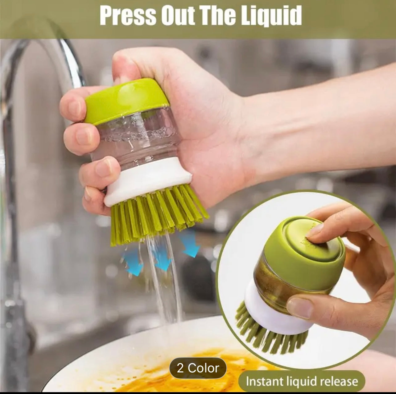 فرشاة أطباق متعددة الأغراض مع موزع صابون مدمج – فرشاة فرك النخيل لسهولة تنظيف المطبخ