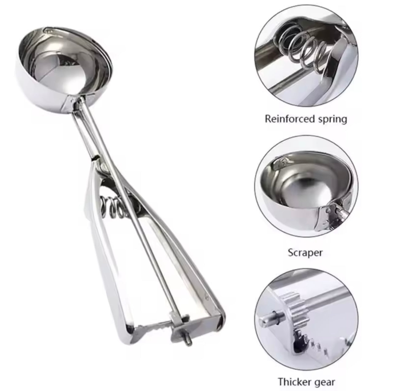 Stainless Steel Ice Cream Scoop – Durable & Versatile