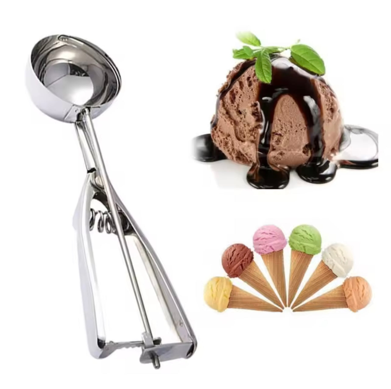 Stainless Steel Ice Cream Scoop – Durable & Versatile