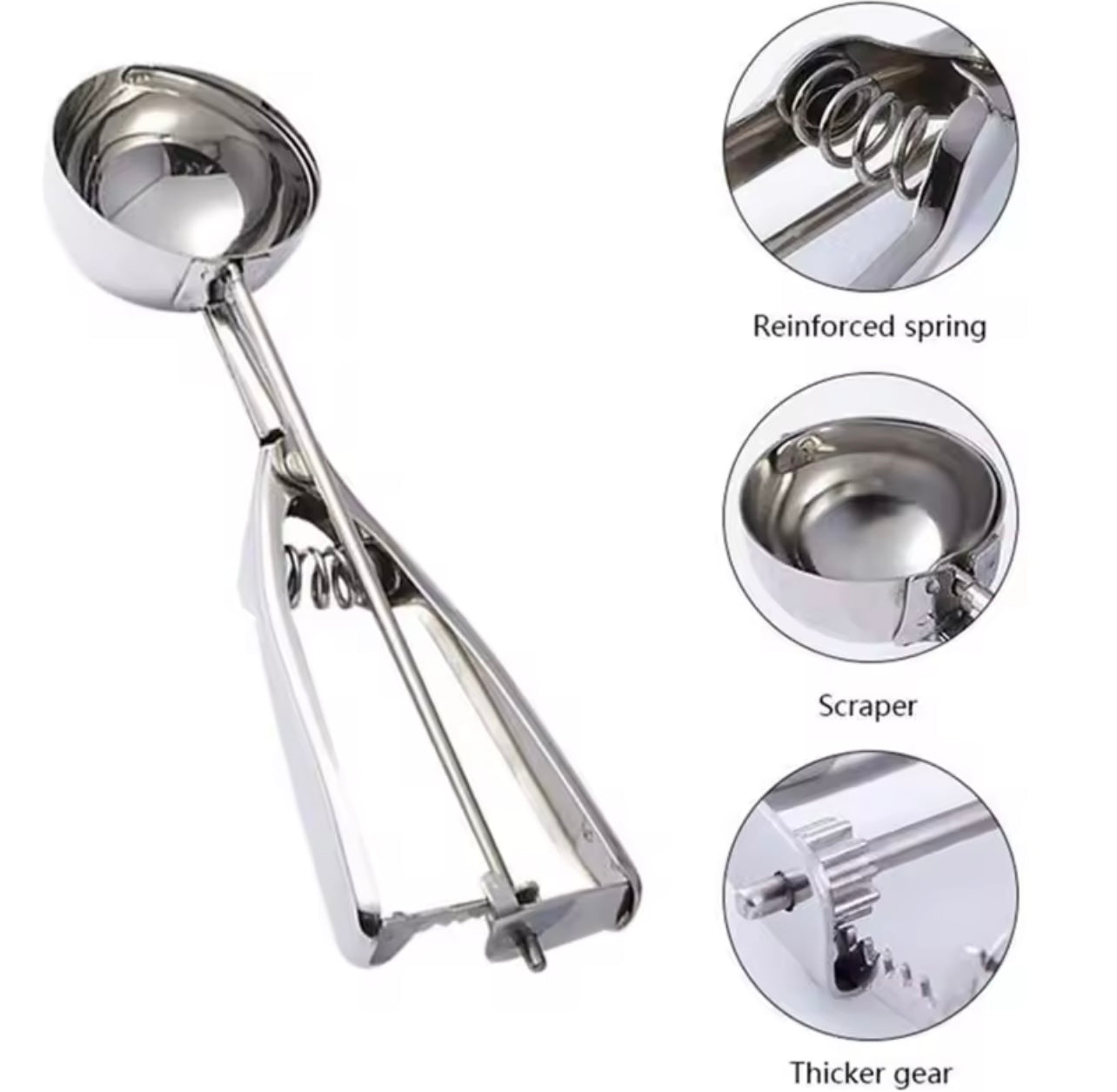 Stainless Steel Ice Cream Scoop – Durable & Versatile