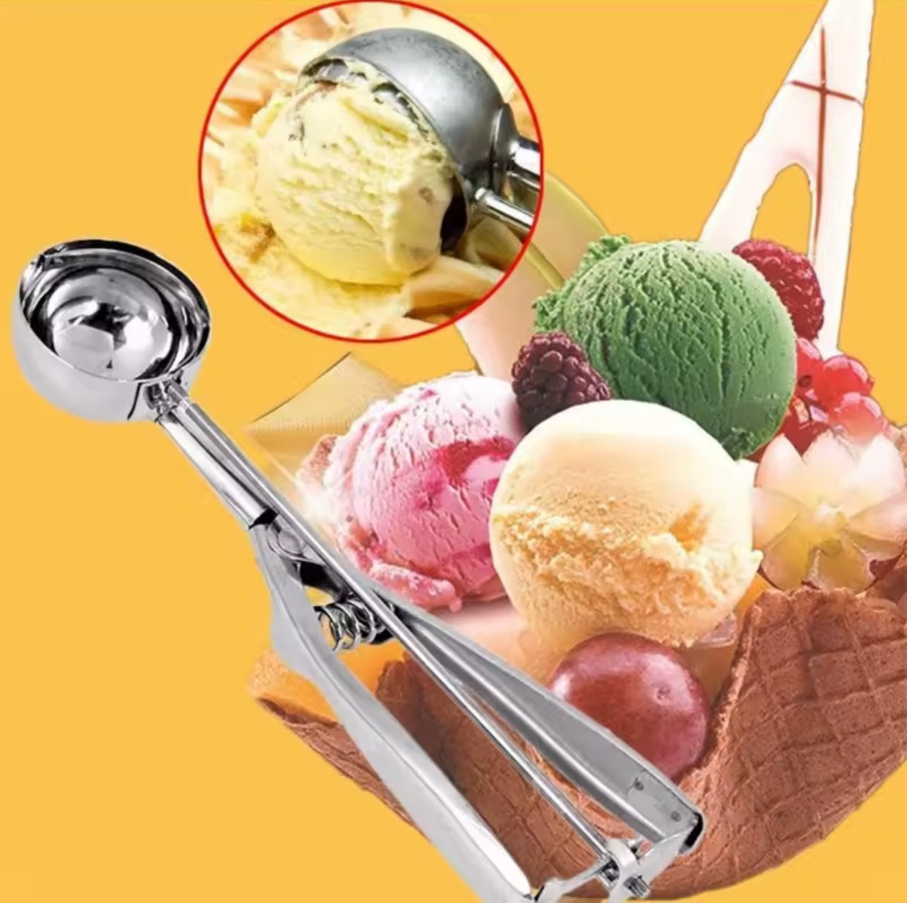 Stainless Steel Ice Cream Scoop โ Durable & Versatile