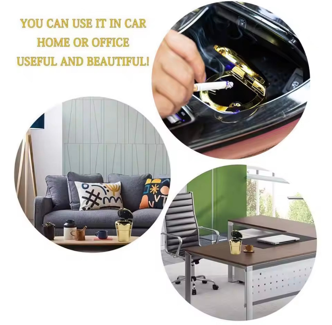 Car Ashtray Car Garbag Can With Led Light With Cover Creative Personality Covered Car Inside The Car multi-function Car Supplie