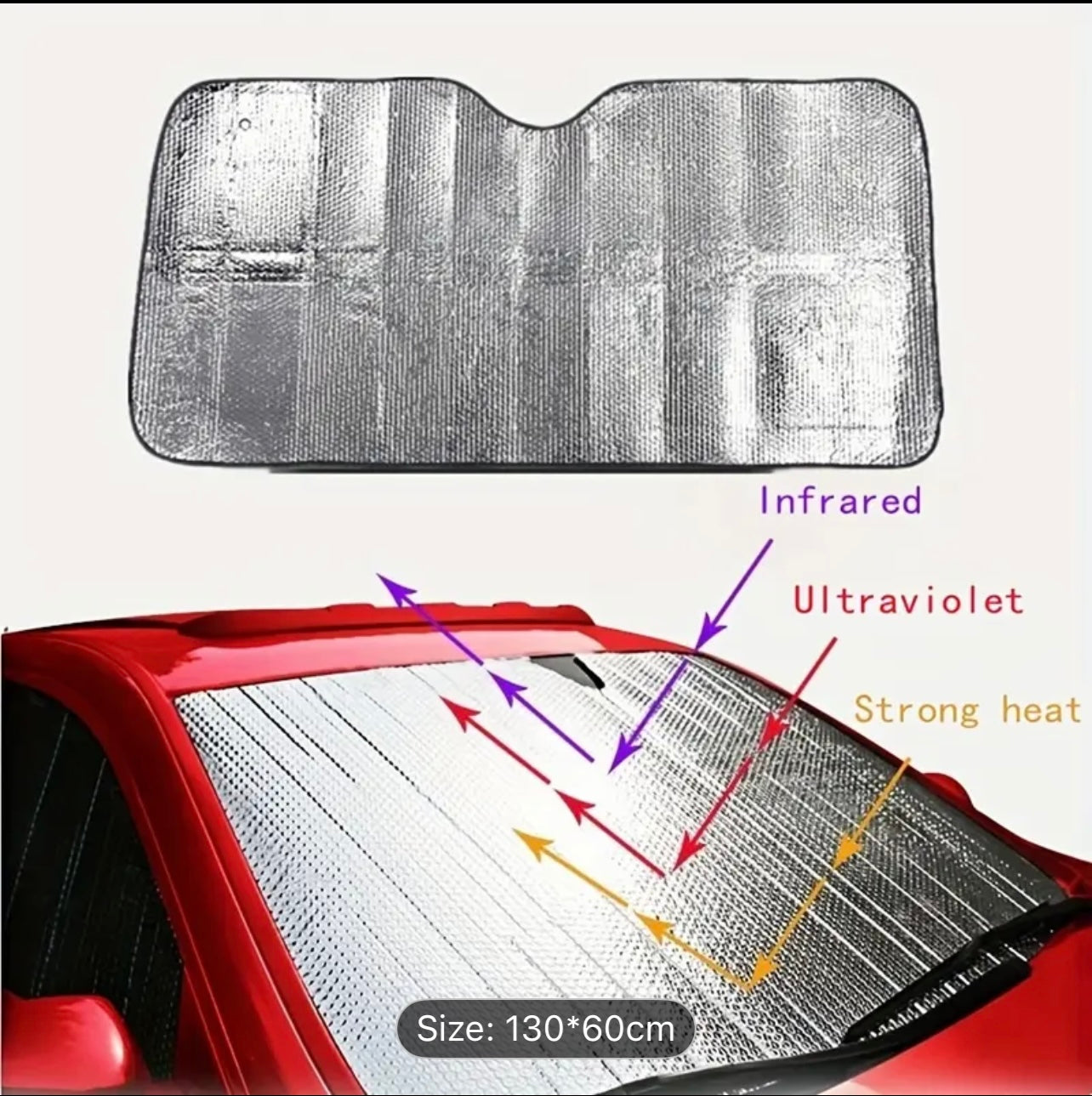 Double-Sided Bubble Aluminum Foil Car Sunshade – Heat & UV Protection