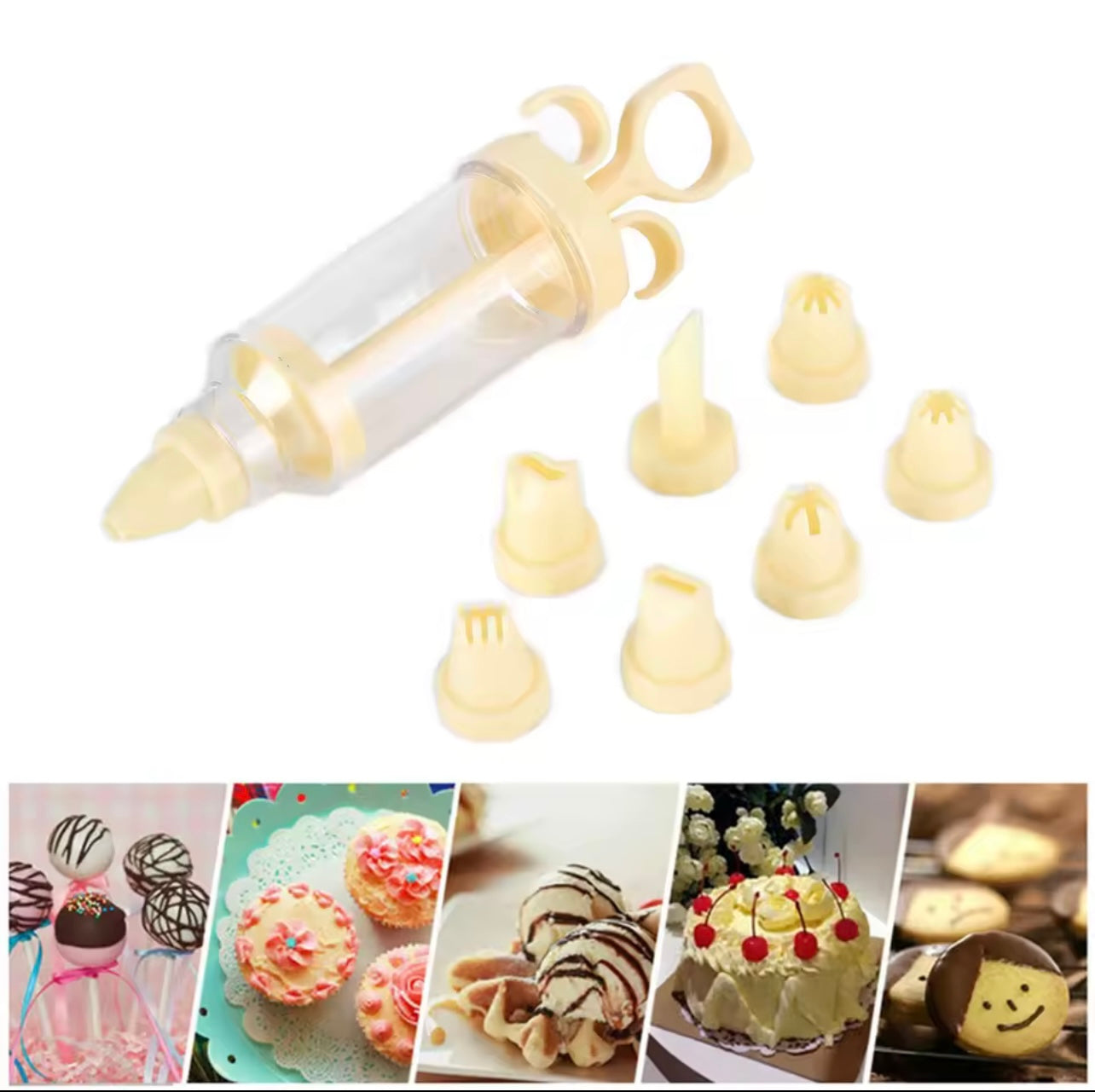 مجموعة مسدس تزيين الثلج - 8 قطع من أطراف الأنابيب لتزيين الكيك والحلوى