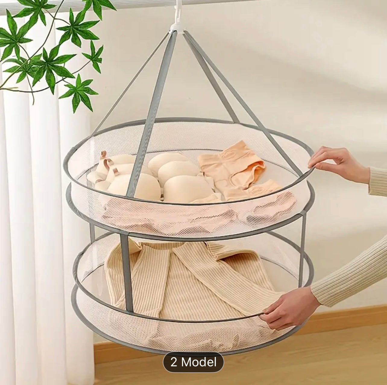 360ยฐ Rotating Double-Layer Clothes Drying Basket โ Foldable & Windproof