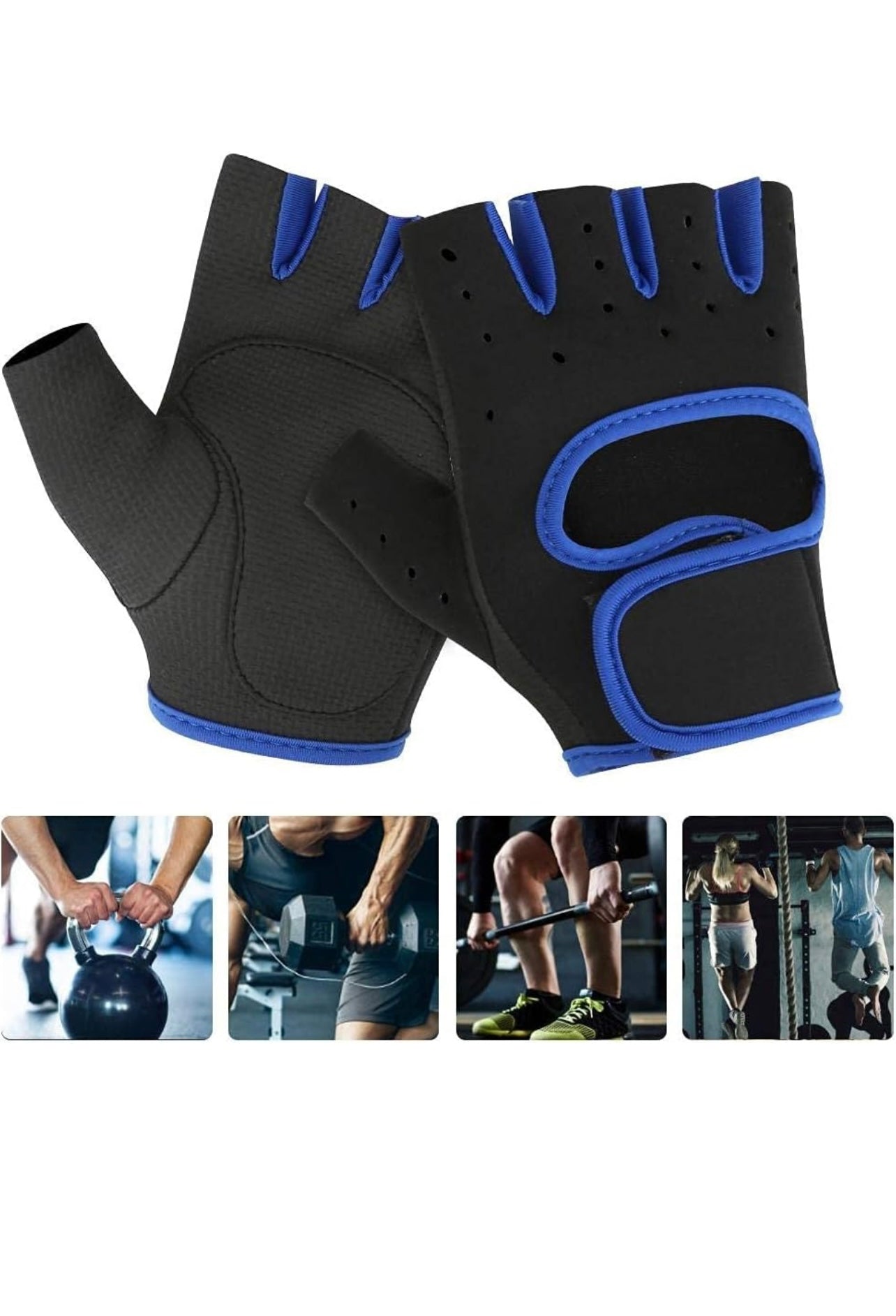 قفازات نصف إصبع للجنسين - حماية كاملة لراحة اليد، مضادة للانزلاق وقابلة للتنفس