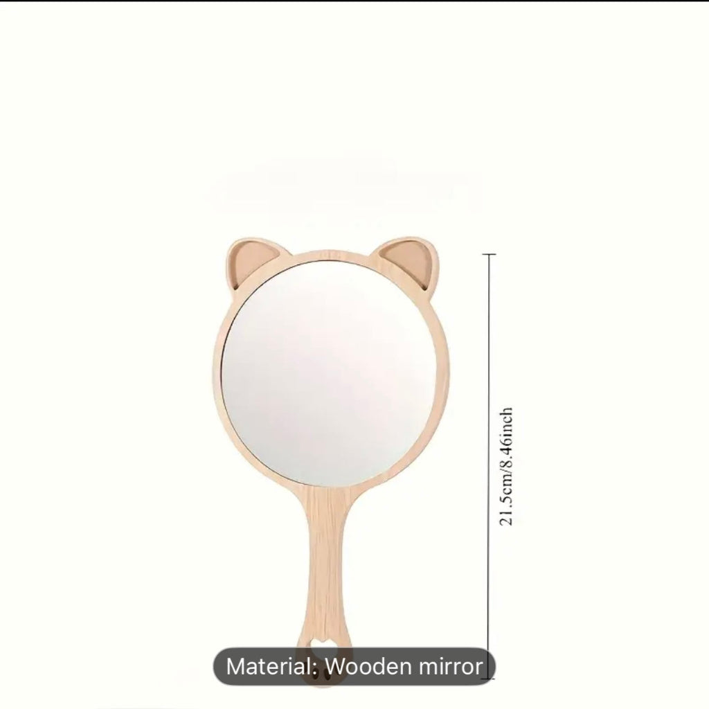 Cute Cat-Shaped Handheld Makeup Mirror – Portable & Girly Design