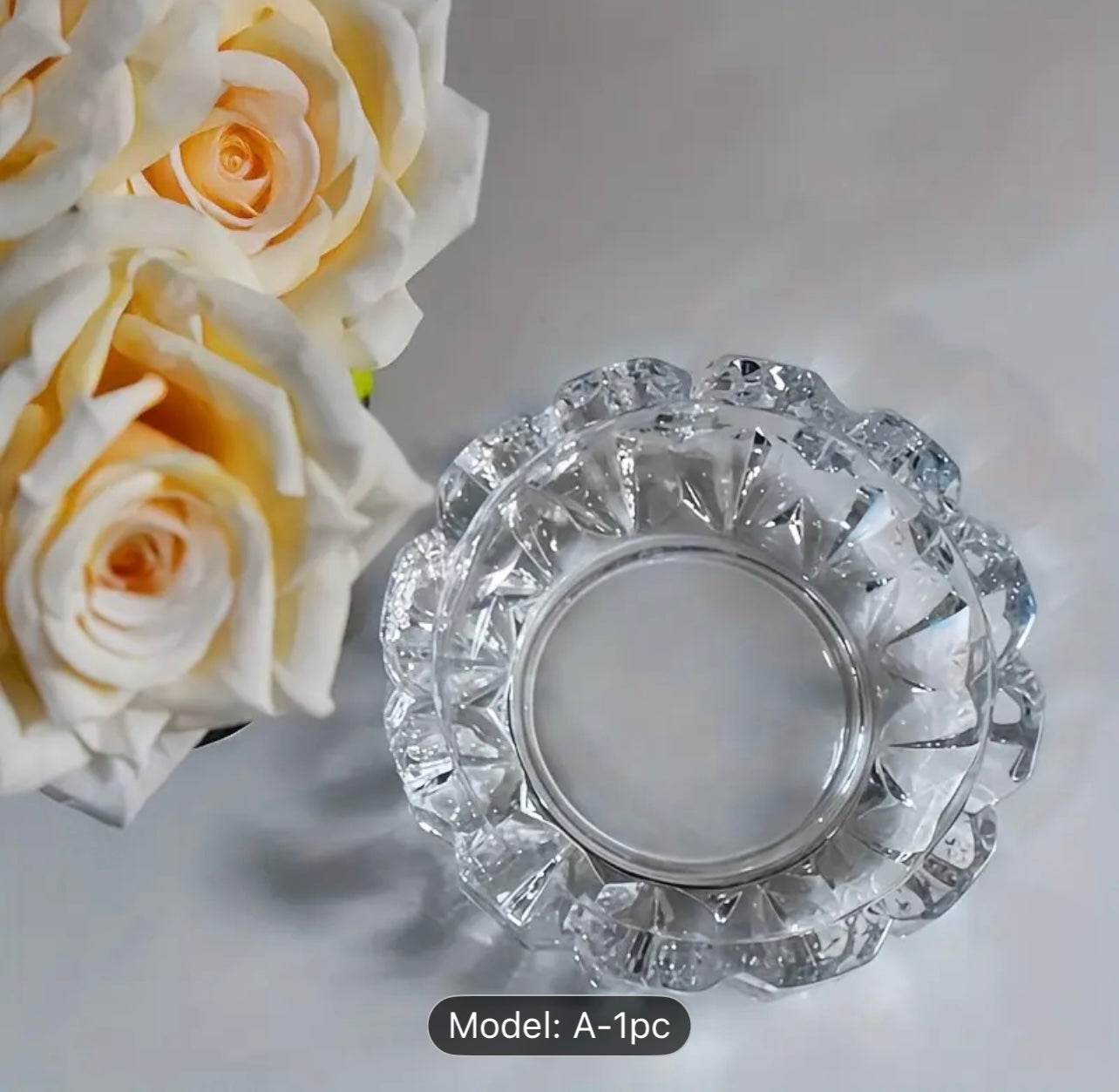 منفضة سجائر زجاجية كريستالية أنيقة - مقاومة للرياح ومتينة