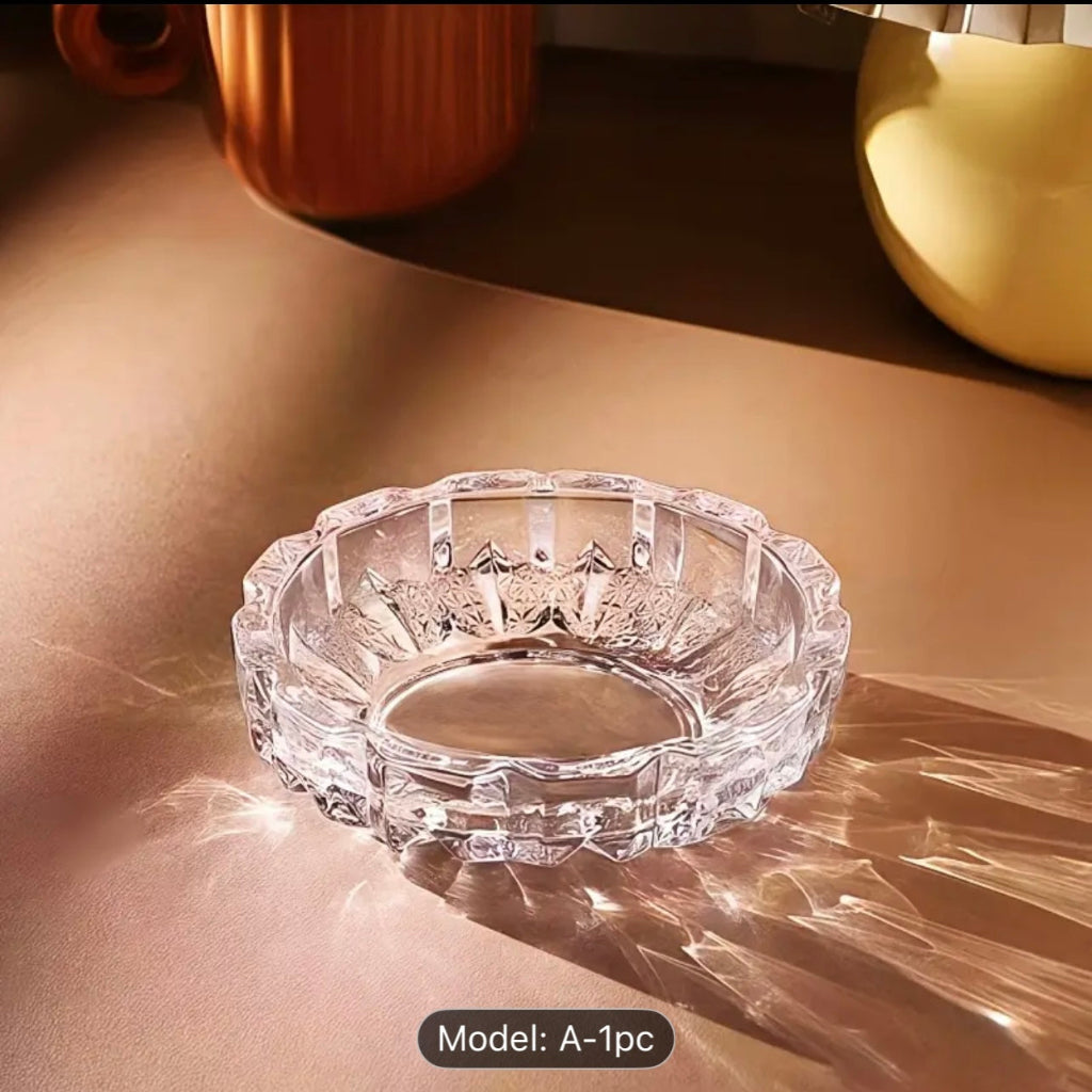 منفضة سجائر زجاجية كريستالية أنيقة - مقاومة للرياح ومتينة