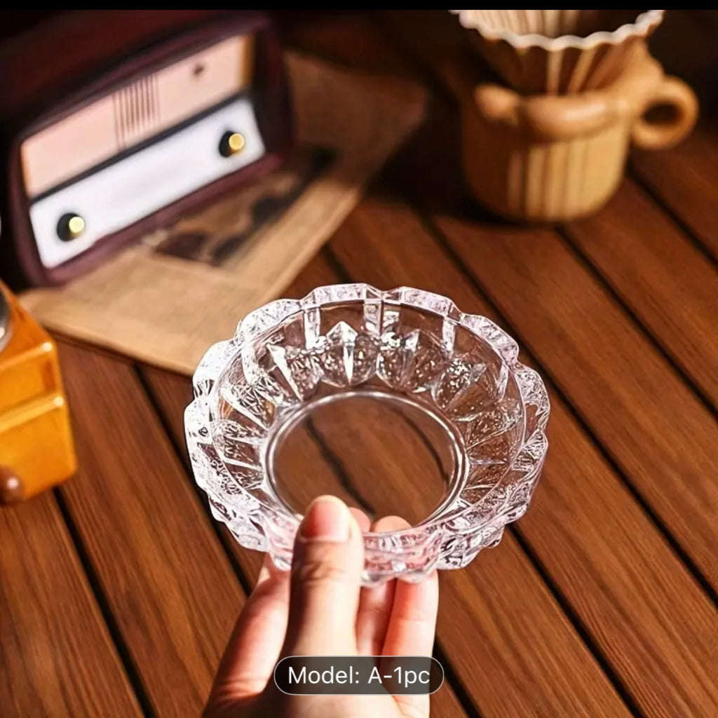 منفضة سجائر زجاجية كريستالية أنيقة - مقاومة للرياح ومتينة