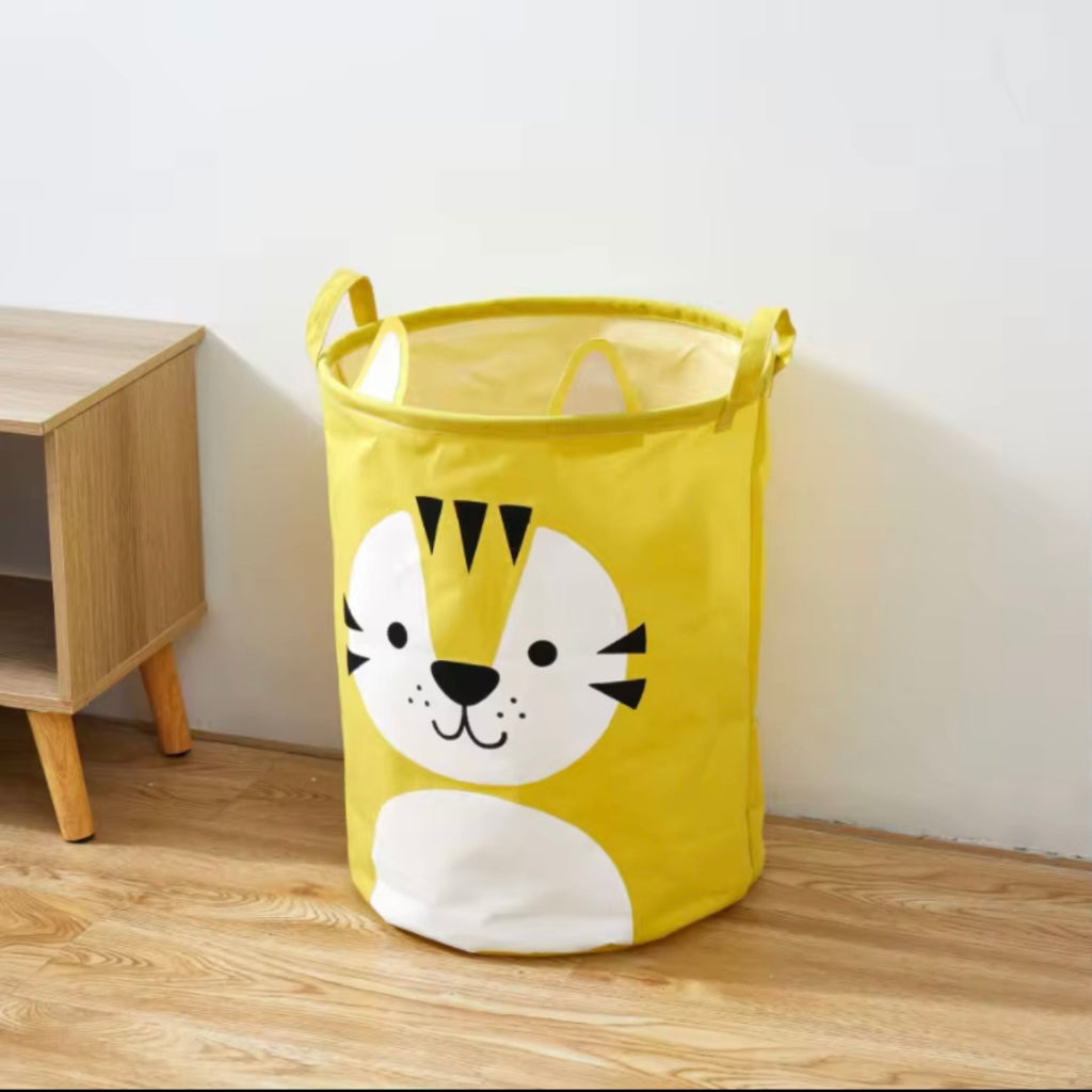 Random Cartoon Print Linen Hamper – Fun & Practical Storage Basket