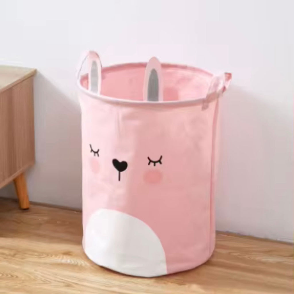 Random Cartoon Print Linen Hamper – Fun & Practical Storage Basket