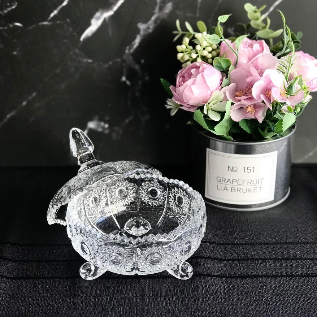 برطمان حلوى زجاجي بغطاء – وعاء سكر مزخرف شفاف للوجبات الخفيفة والحلويات