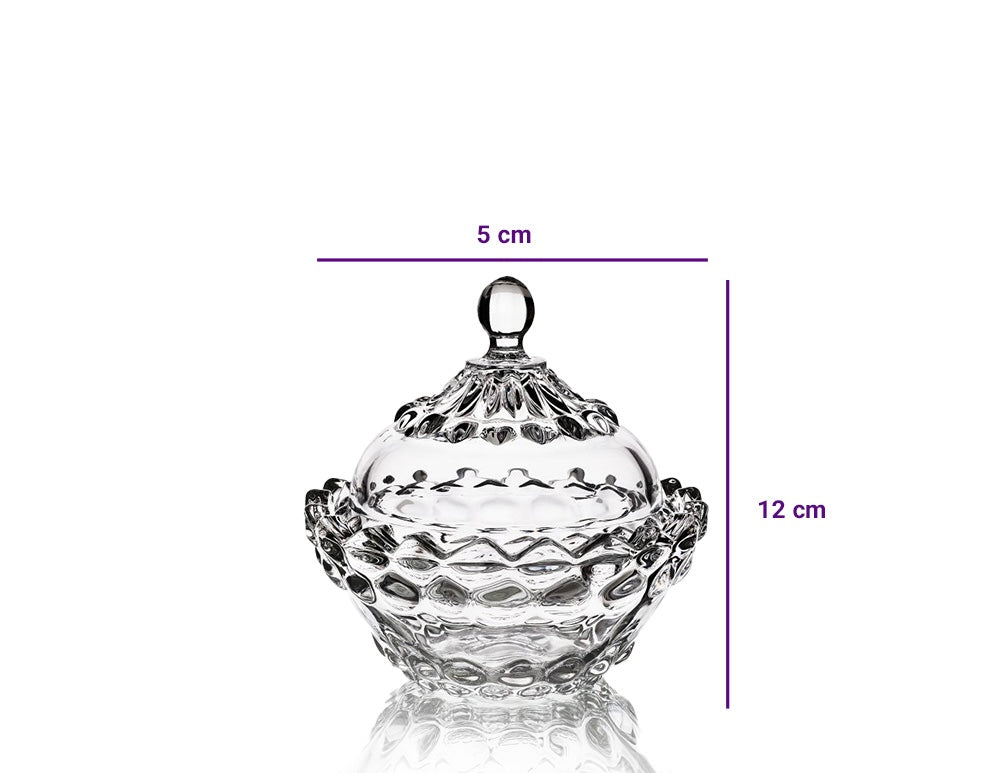 Glass Candy Jar with Lid – Transparent Decorative Sugar Bowl