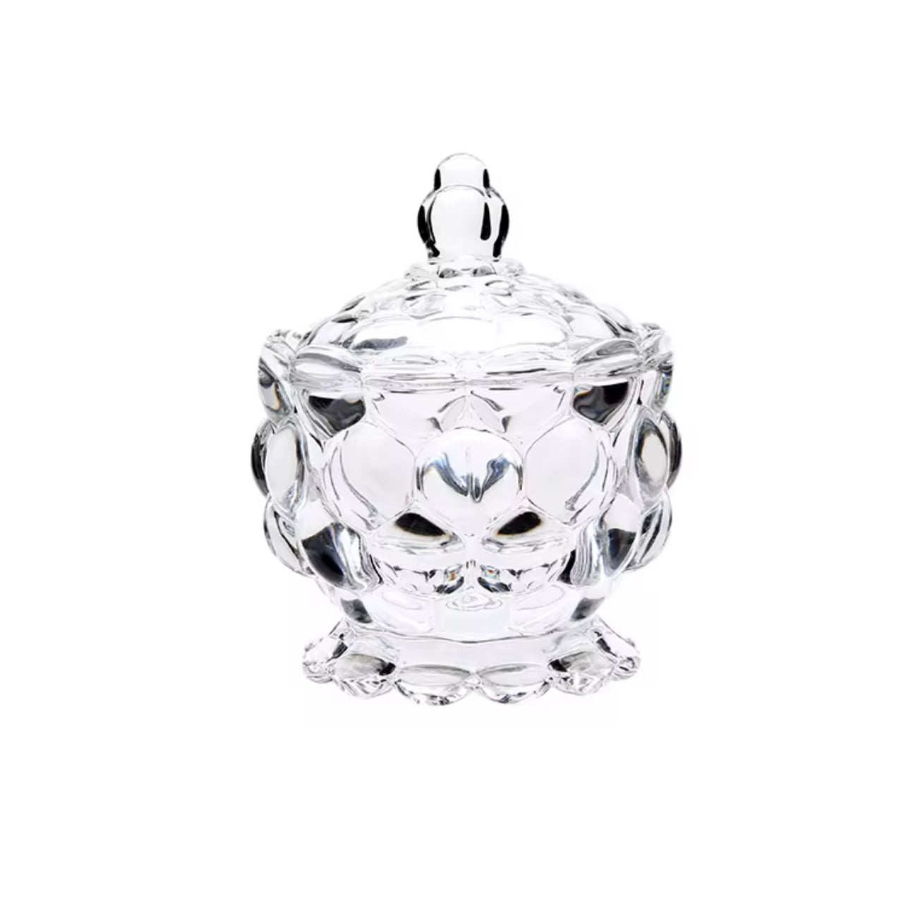 برطمان حلوى زجاجي كريستالي فاخر خفيف مع غطاء - حاوية سكر أنيقة على الطراز الأوروبي