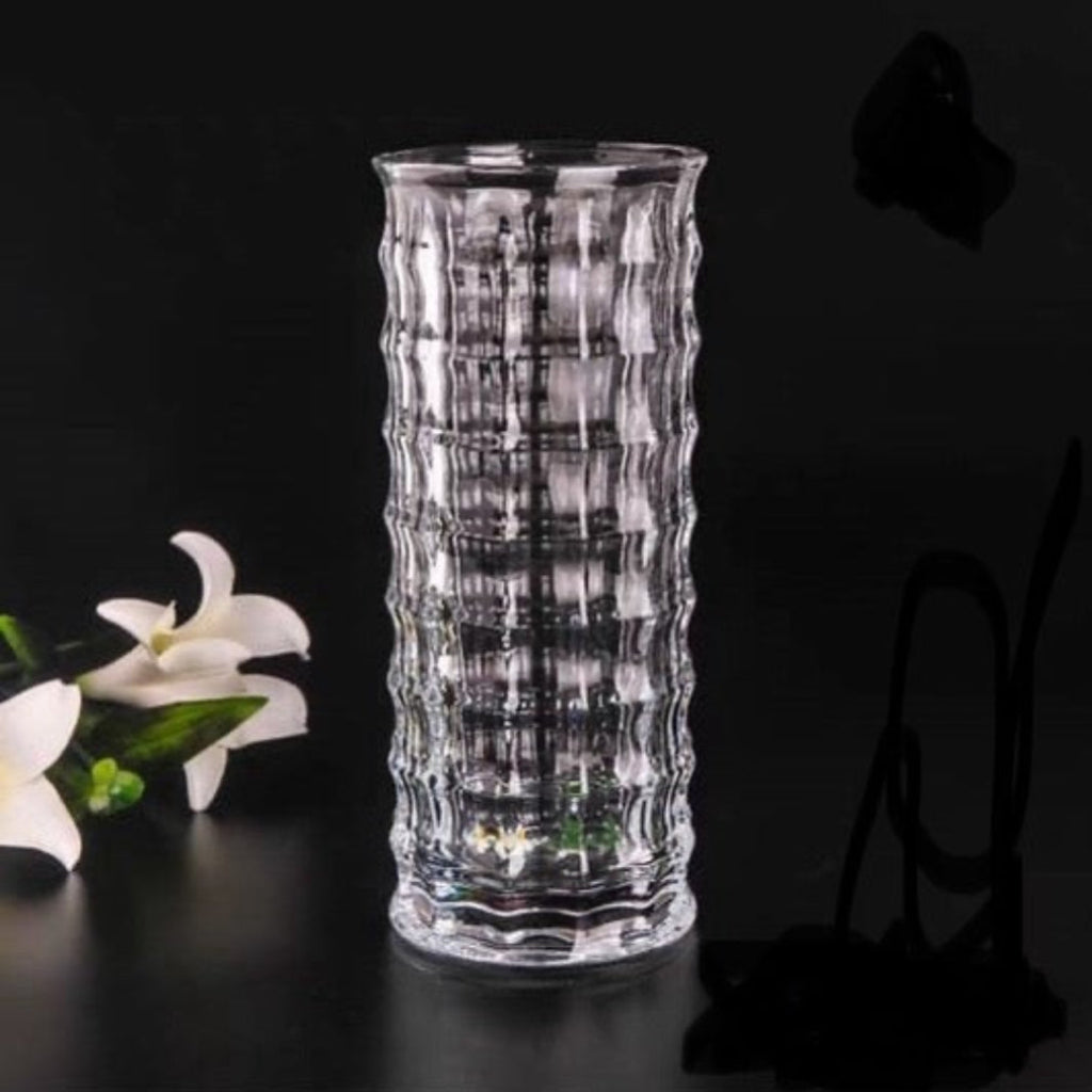 Large Transparent Crystal Glass Vase – Modern Minimalist Décor