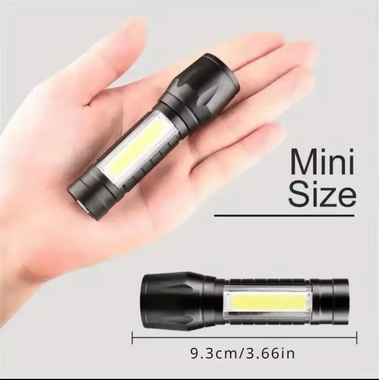 Mini Rechargeable LED Flashlight – COB + XPE, Portable & Zoomable