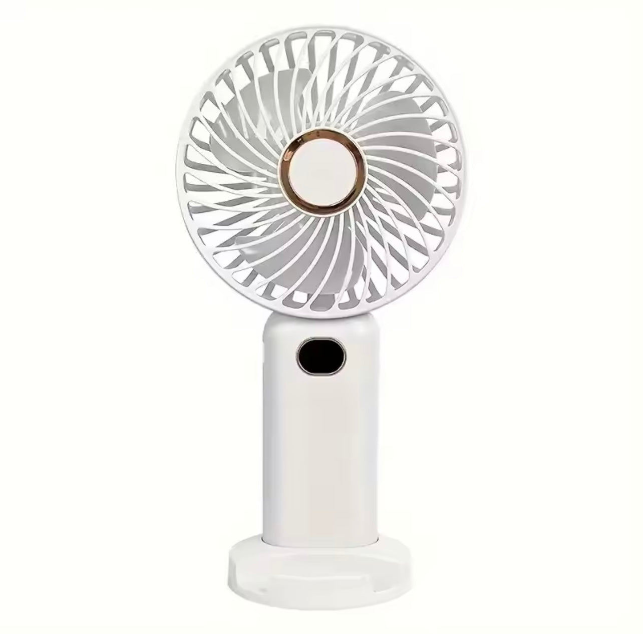 USB rechargeable handheld stand small fan, silent, portable, mini high wind desktop fan, small display 3-speed fan
