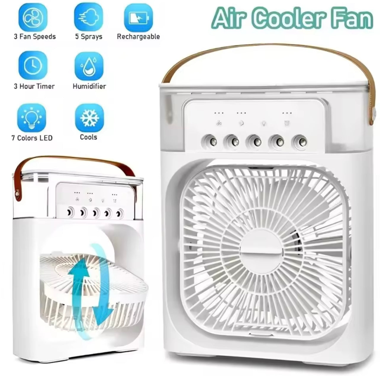 محمولة 3 في 1 مروحة AL ALN العائلية الباردة الهواء الباردة LED LED LED LIGH