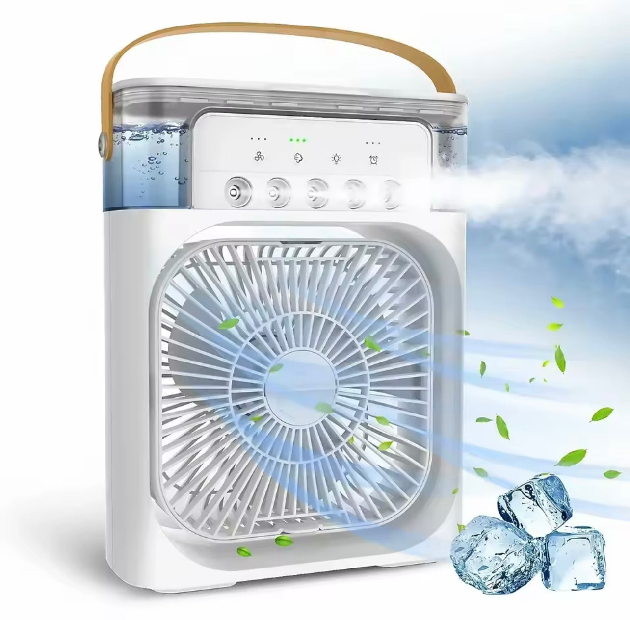 Portable 3-in-1 Air Cooler Fan – LED Night Light, Humidifier & Adjustable Airflow for Home