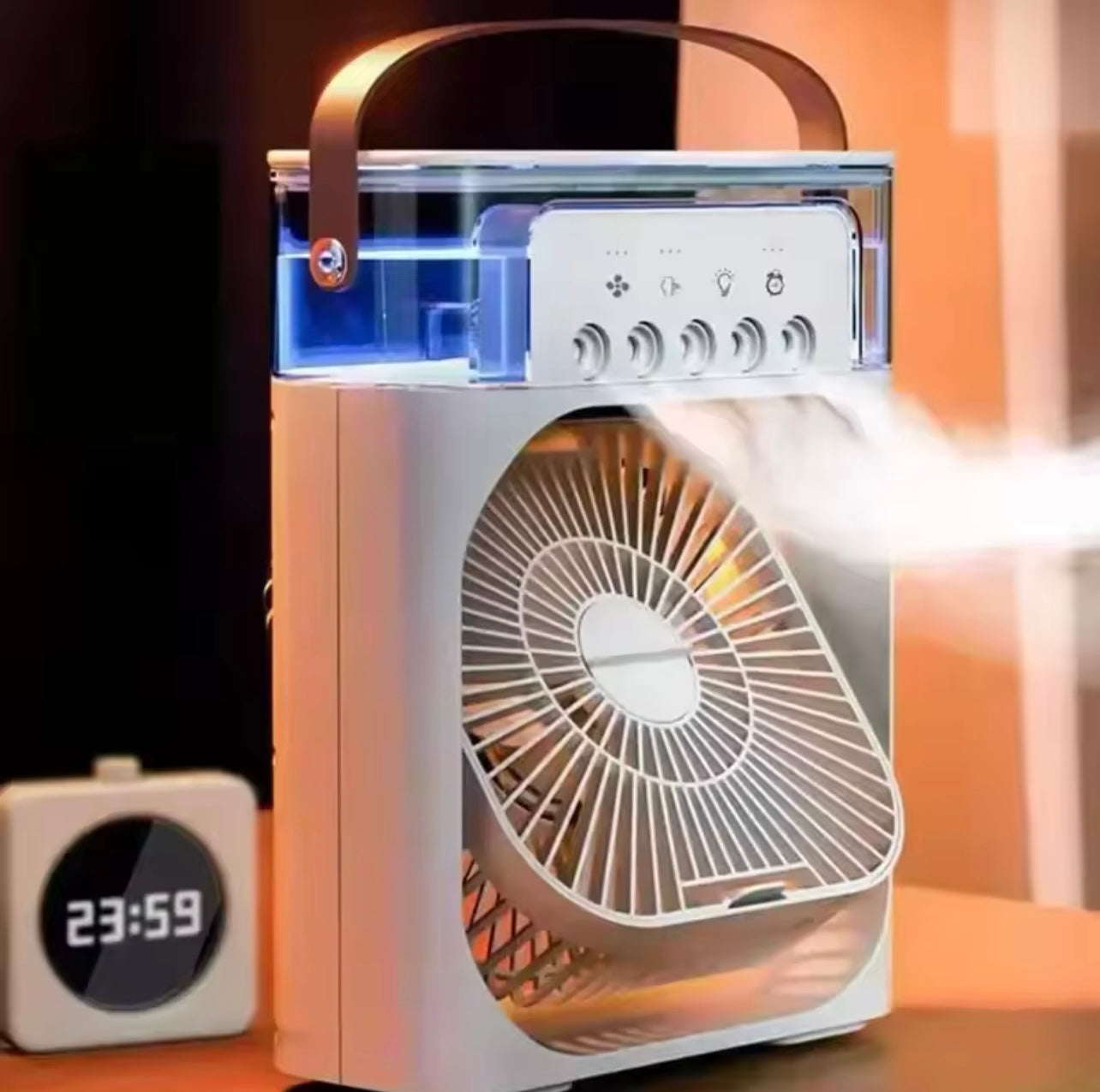 Portable 3-in-1 Air Cooler Fan – LED Night Light, Humidifier & Adjustable Airflow for Home