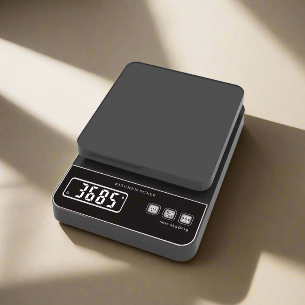 ميزان مطبخ متعدد الوظائف – 5000 جرام/0.1 جرام ميزان دقيق للقهوة والمجوهرات مع شاشة LCD بإضاءة خلفية