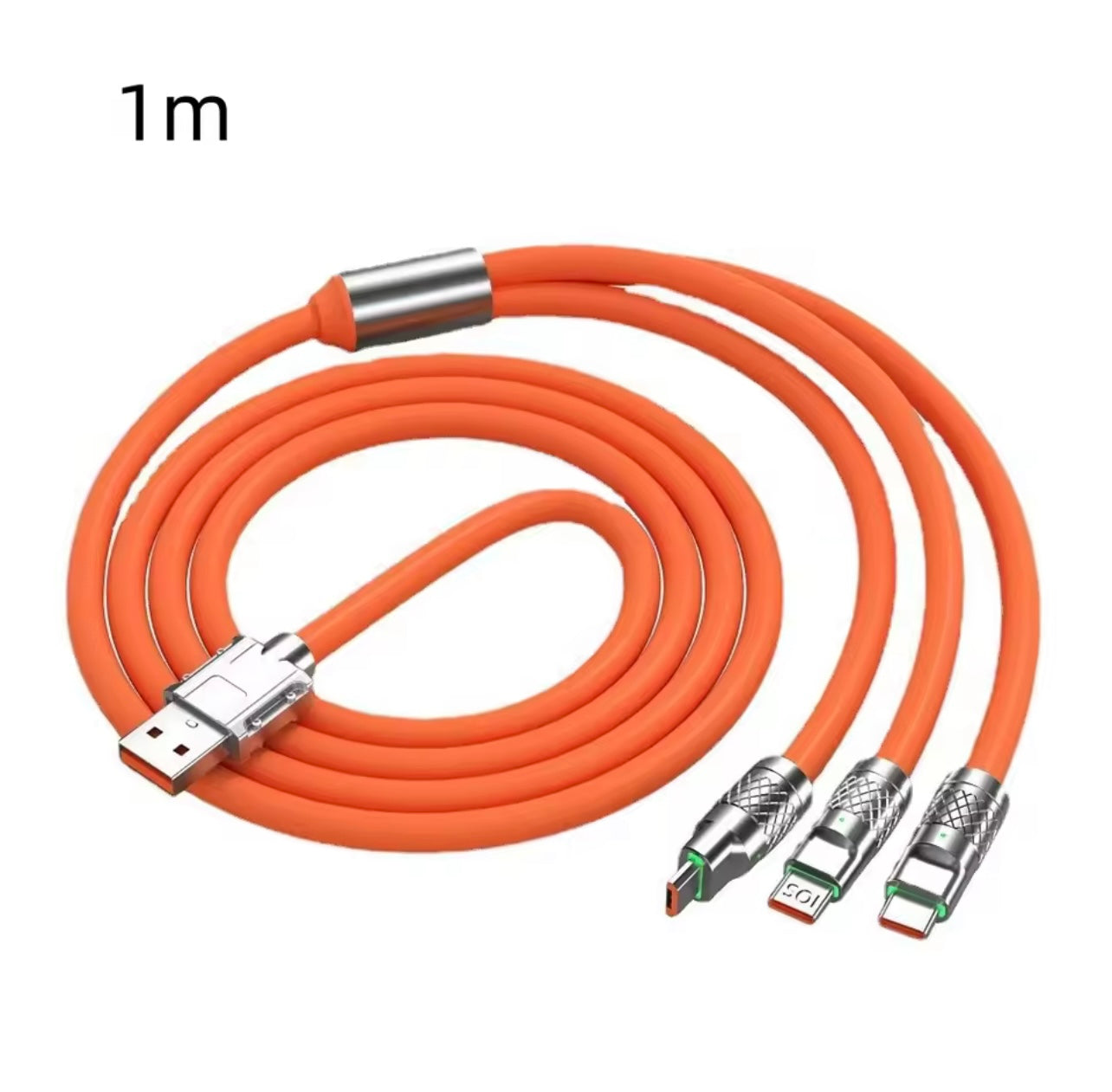 3-in-1 USB Charging Cable – Micro USB, Type-C & Lightning Connectors