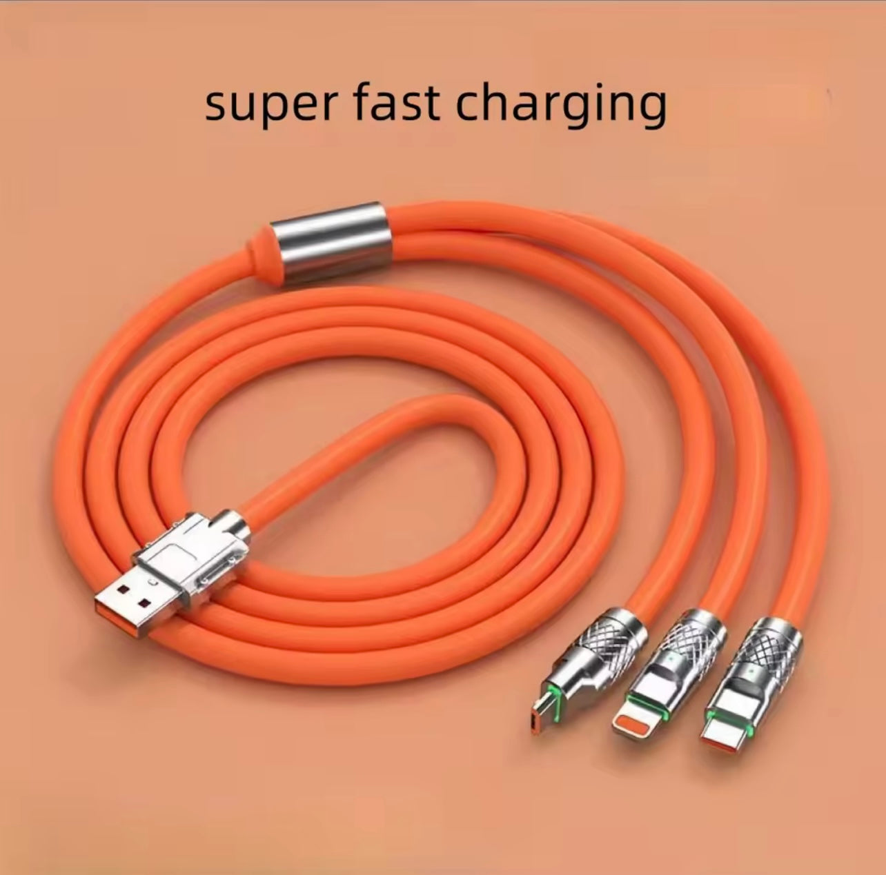 3-in-1 USB Charging Cable – Micro USB, Type-C & Lightning Connectors
