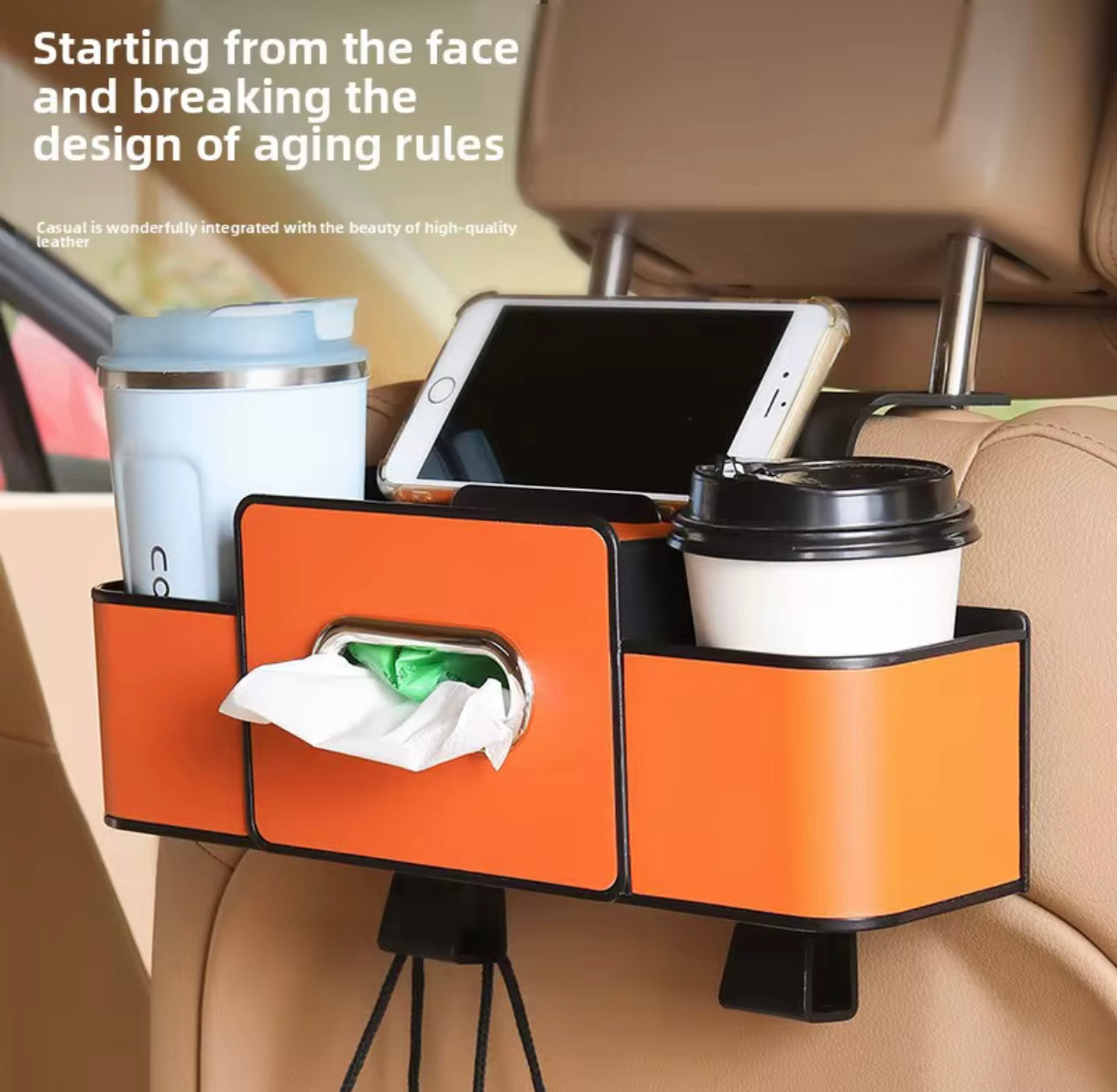 Premium Car Seat Back Organizer with Adjustable Hooks