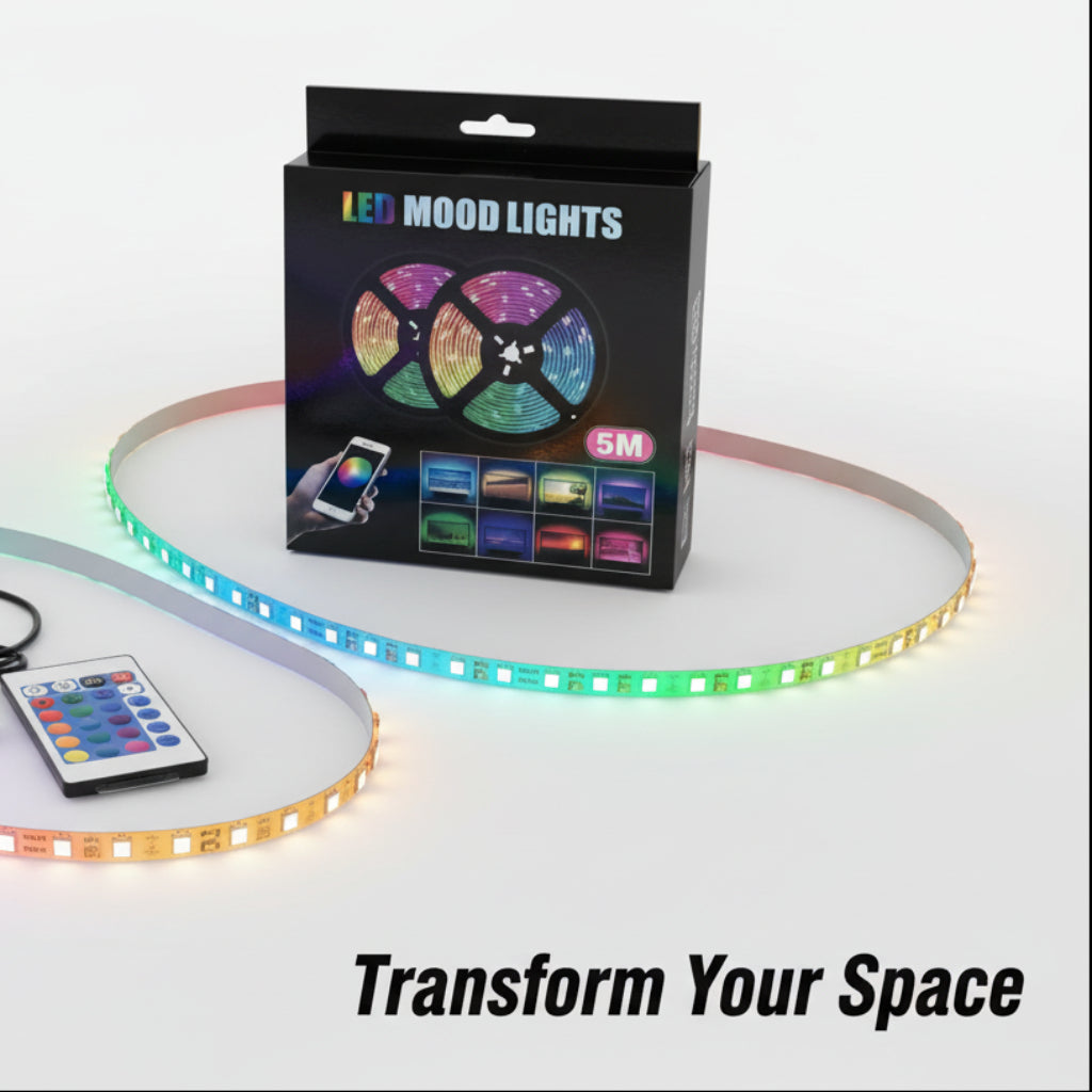 5M USB RGB LED Strip Light – Color Changing Flexible Lights with 24-Key Remote for Gaming, Home & Party