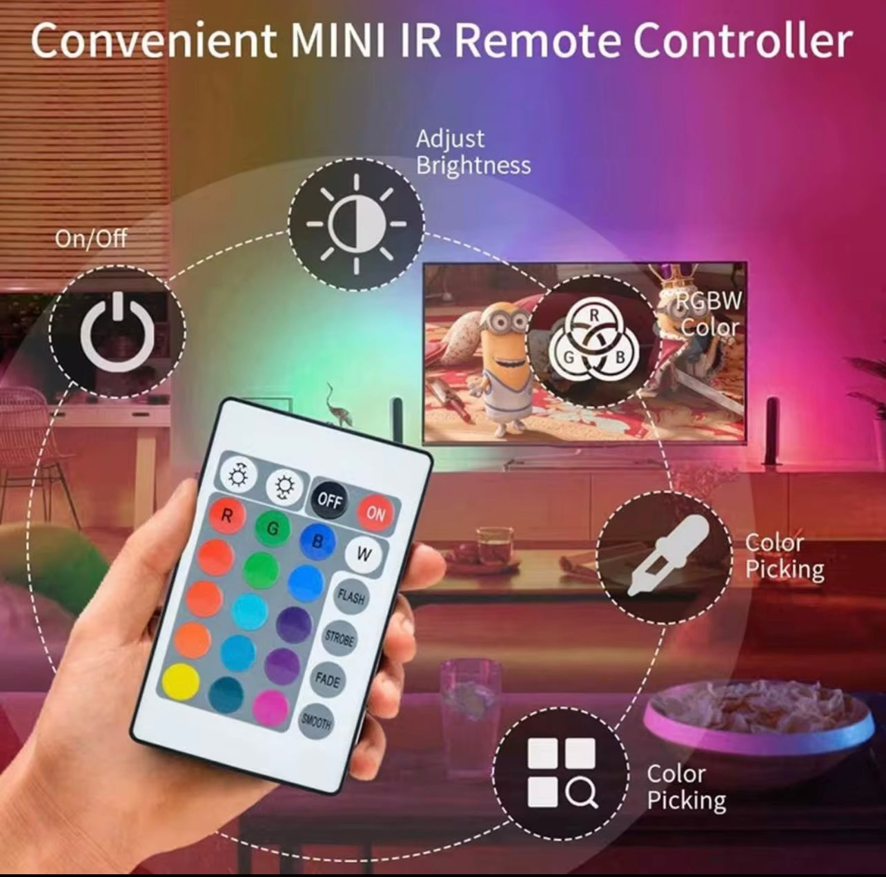 LED USB Strip Light 5M تغيير اللون 5050 RGB LED مصابيح مرنة مع 24 مفتاح للأطفال غرفة ألعاب المنزل الحزب الإضاءة الخلفية
