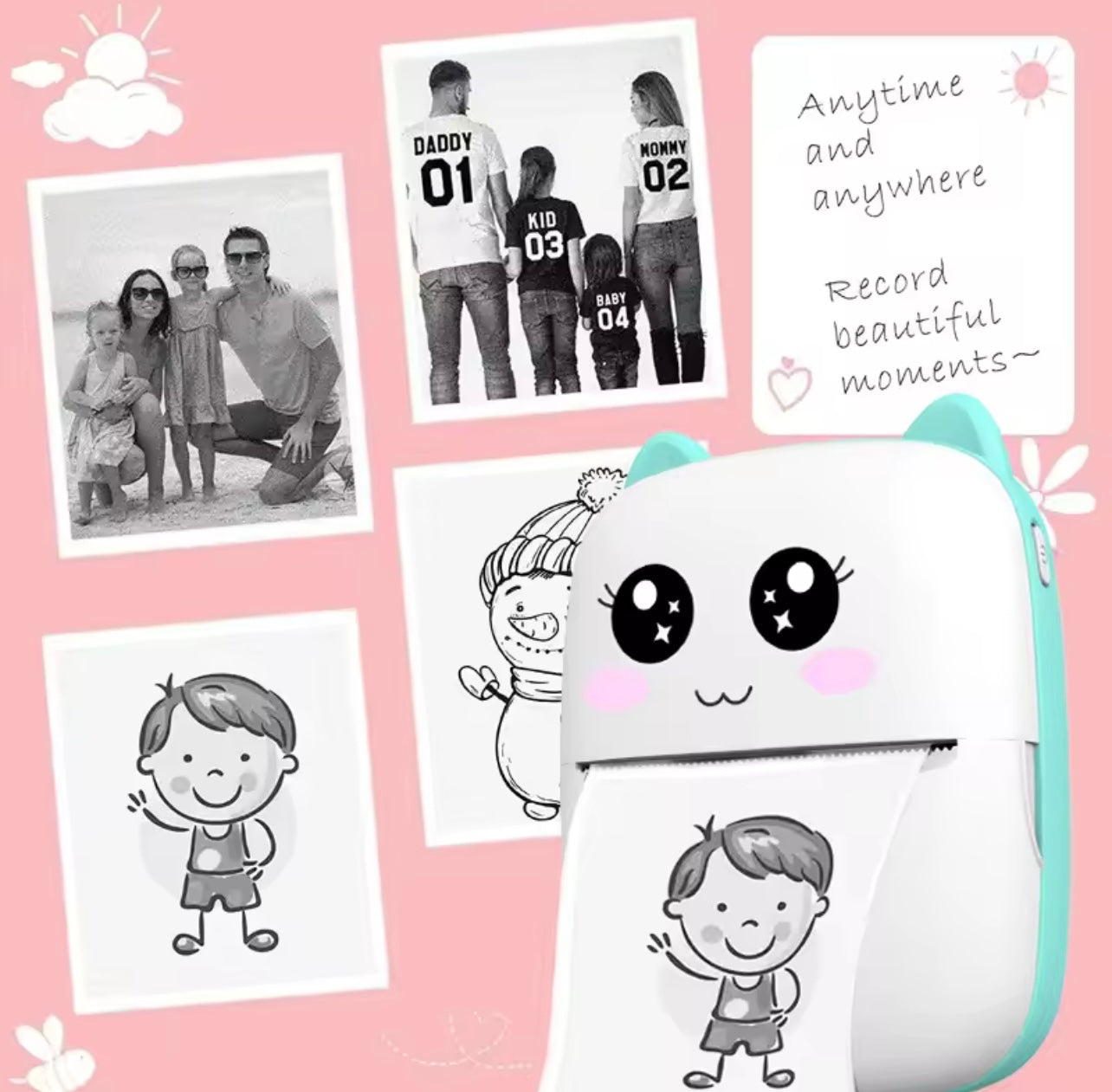 Portable Mini Photo Printer – USB Rechargeable Wireless Thermal Printer for iOS & Android