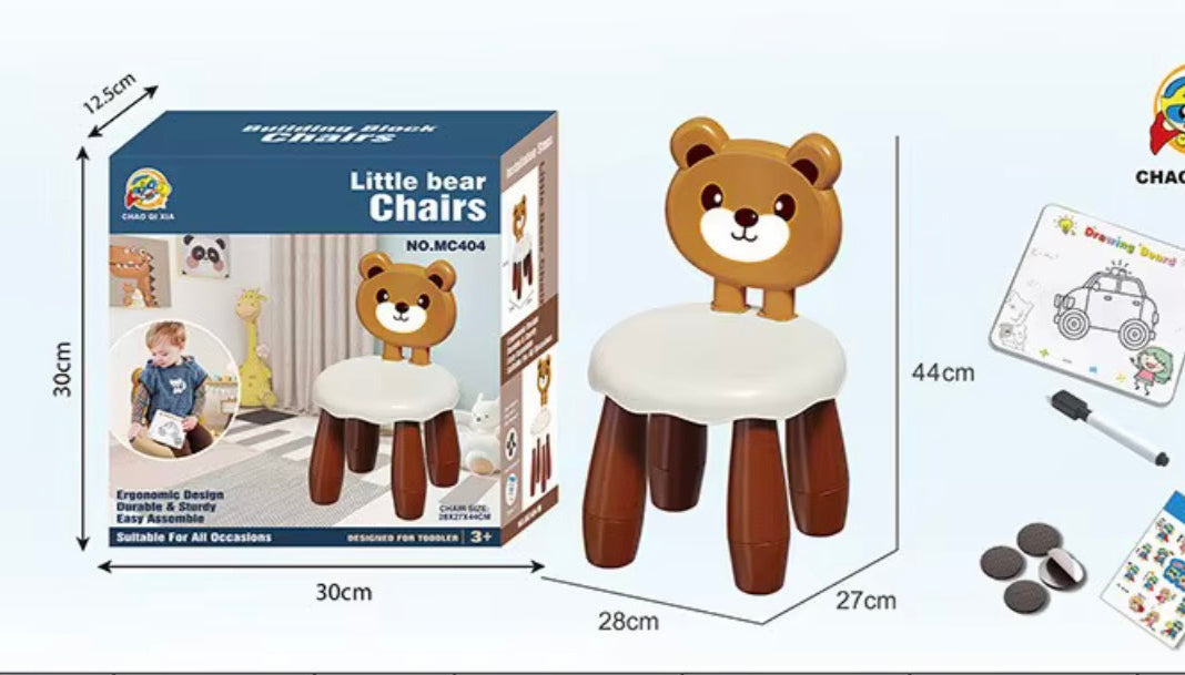 Bear Building Block Chair with Drawing Board And Pen..