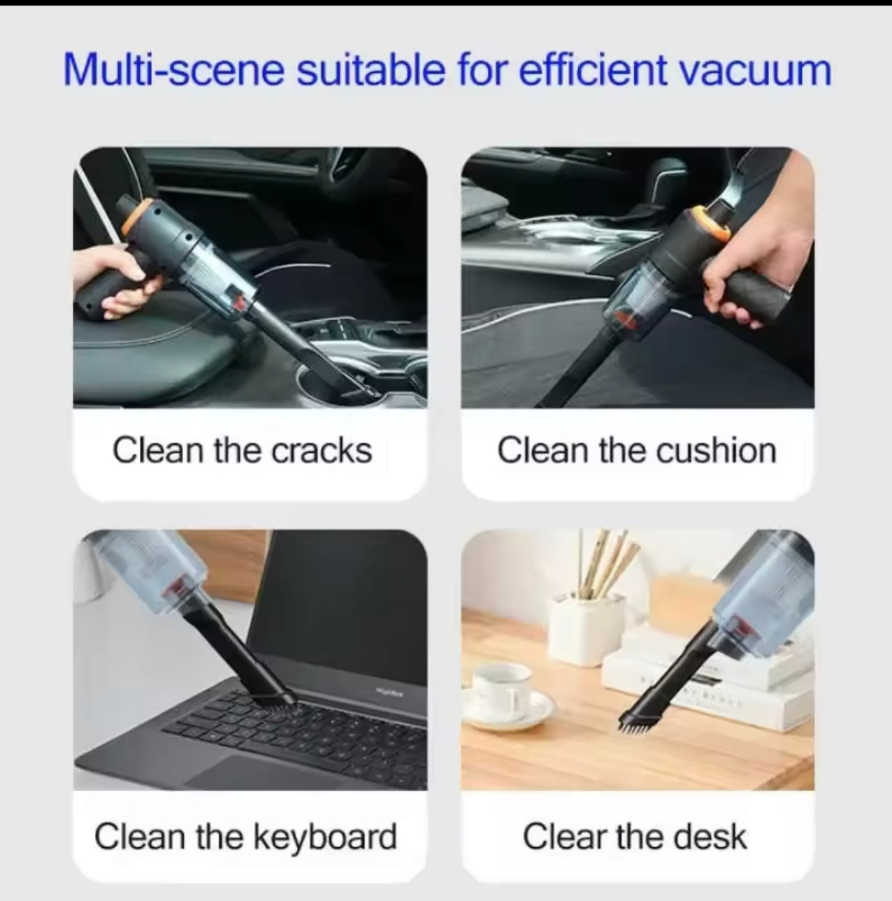 Portable Car Vacuum Cleaner – High-Power Handheld with Suction & Blowing Function
